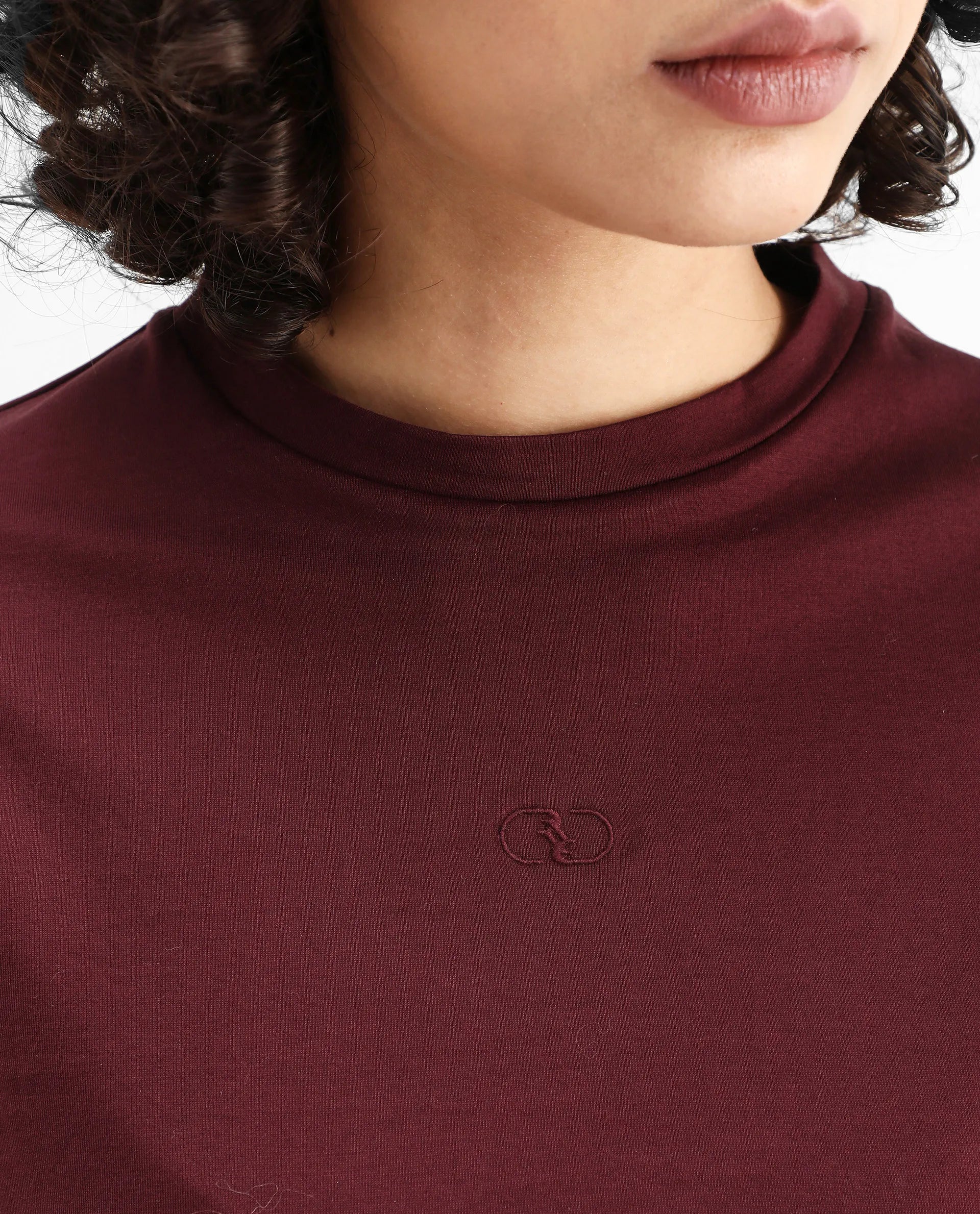 Rareism Women's Clive Dark Maroon Cotton Crew Neck Regular Fit T-Shirt - Image 4