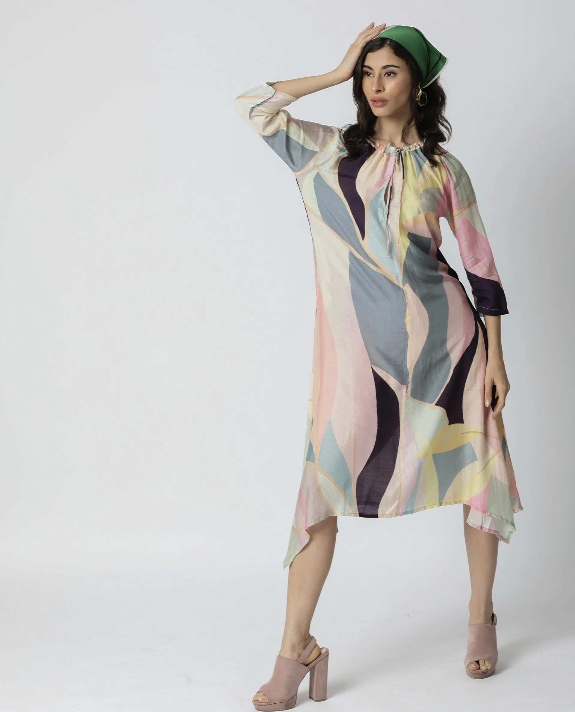 Rareism Women Clone Pink Dress Short Sleeves Printed - Image 5
