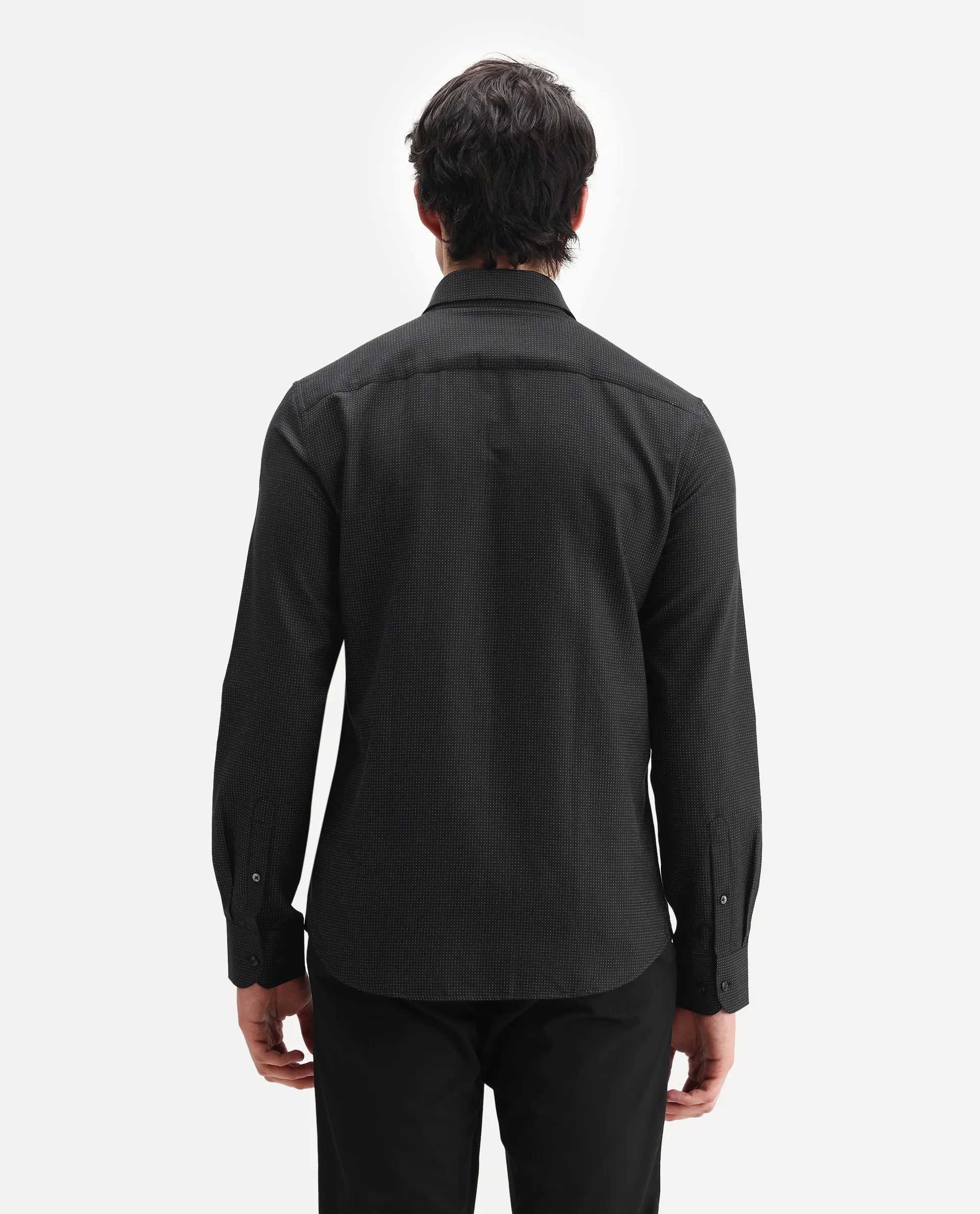 Rare Rabbit Men's Clor Black Cotton Spread Collar Regular Fit Polka Print Shirt - Image 7