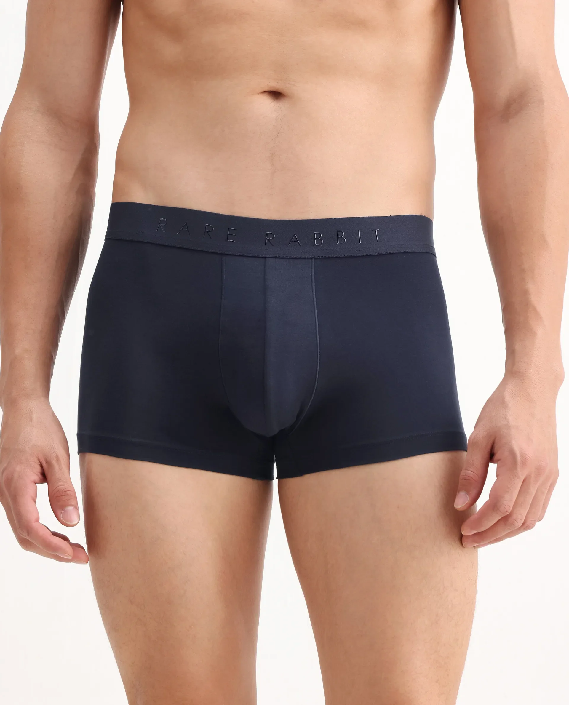 Rare Rabbit Men Close Navy Soft Cotton Stretch Trunks - Image 5