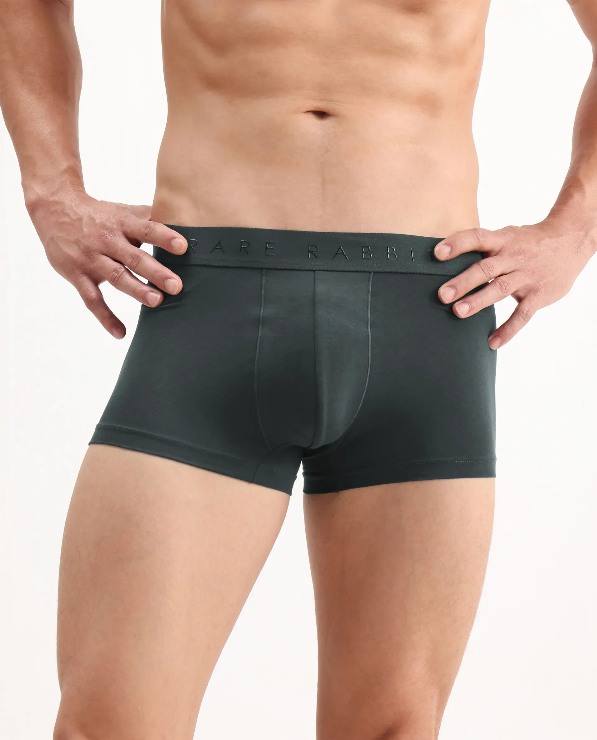Rare Rabbit Men Close Olive Soft Cotton Stretch Trunks - Image 5