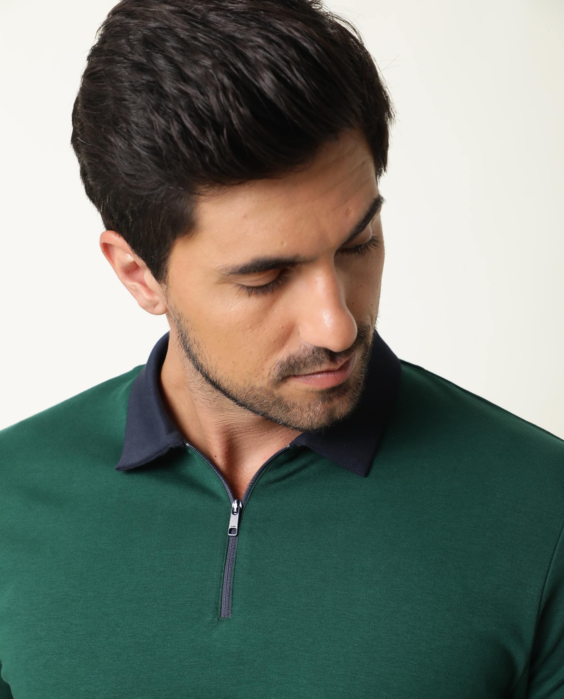 Rare Rabbit Men's Cloud Dark Green Cotton Plain Regular Fit Half Sleeve Polo - Image 8