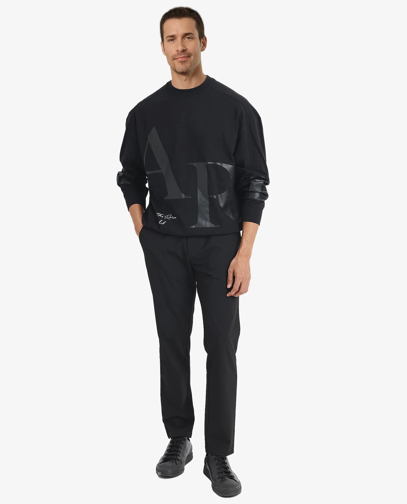 Rare Rabbit Men's Cloven Black Cotton Graphic Print Boxy Fit Full Sleeve Crew Neck Sweatshirt - Image 2