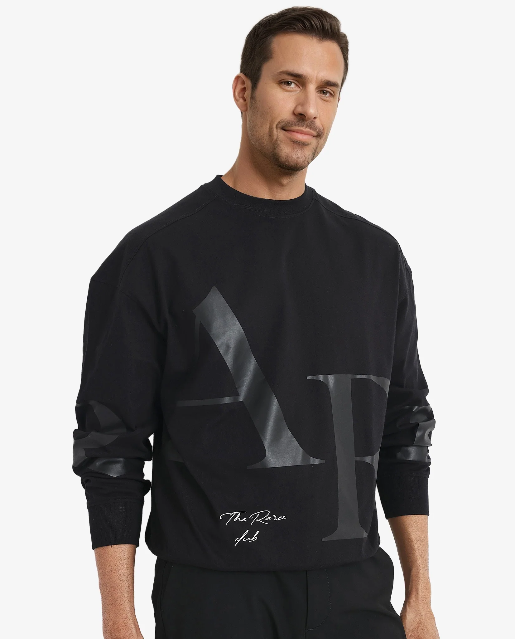 Rare Rabbit Men's Cloven Black Cotton Graphic Print Boxy Fit Full Sleeve Crew Neck Sweatshirt - Image 4