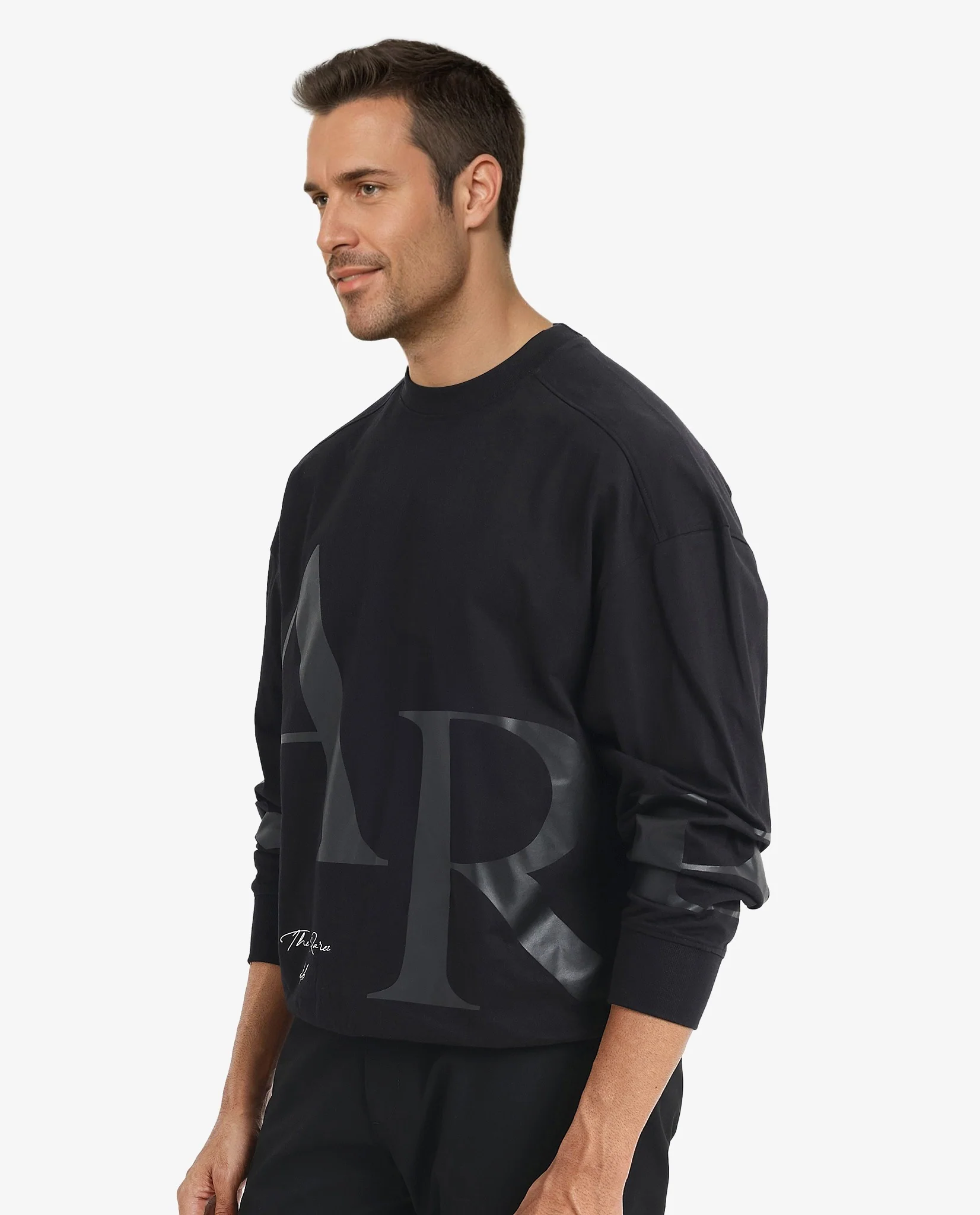 Rare Rabbit Men's Cloven Black Cotton Graphic Print Boxy Fit Full Sleeve Crew Neck Sweatshirt - Image 6