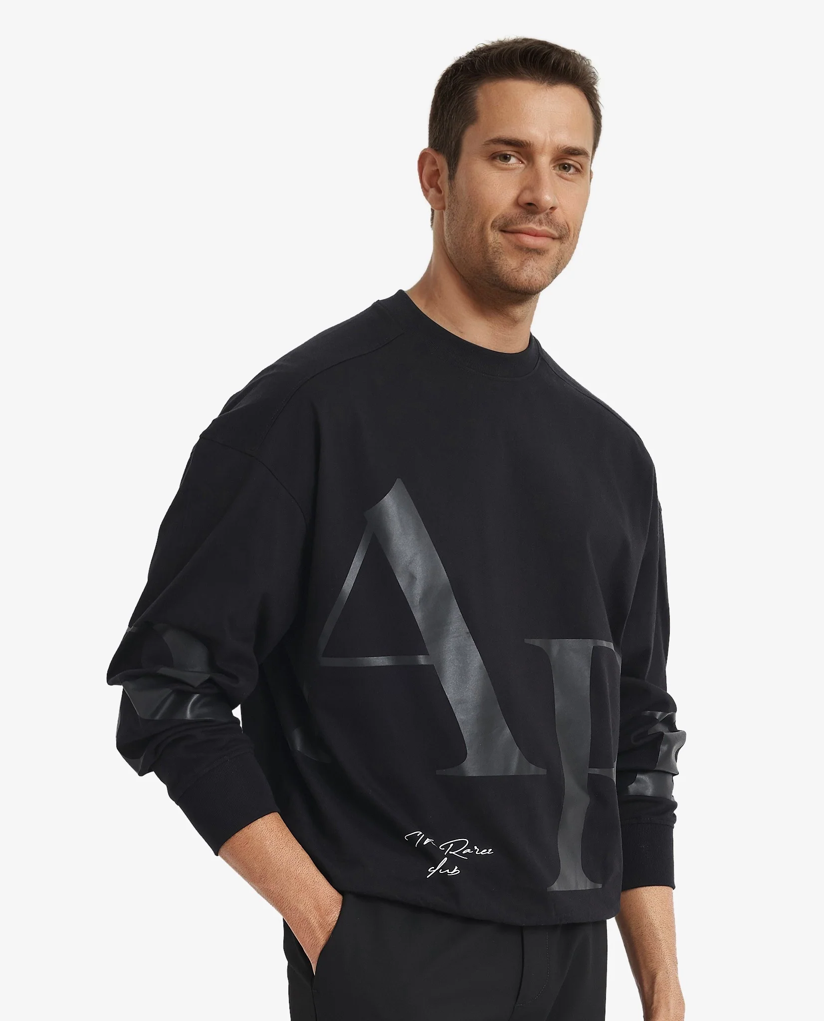 Rare Rabbit Men's Cloven Black Cotton Graphic Print Boxy Fit Full Sleeve Crew Neck Sweatshirt - Image 7