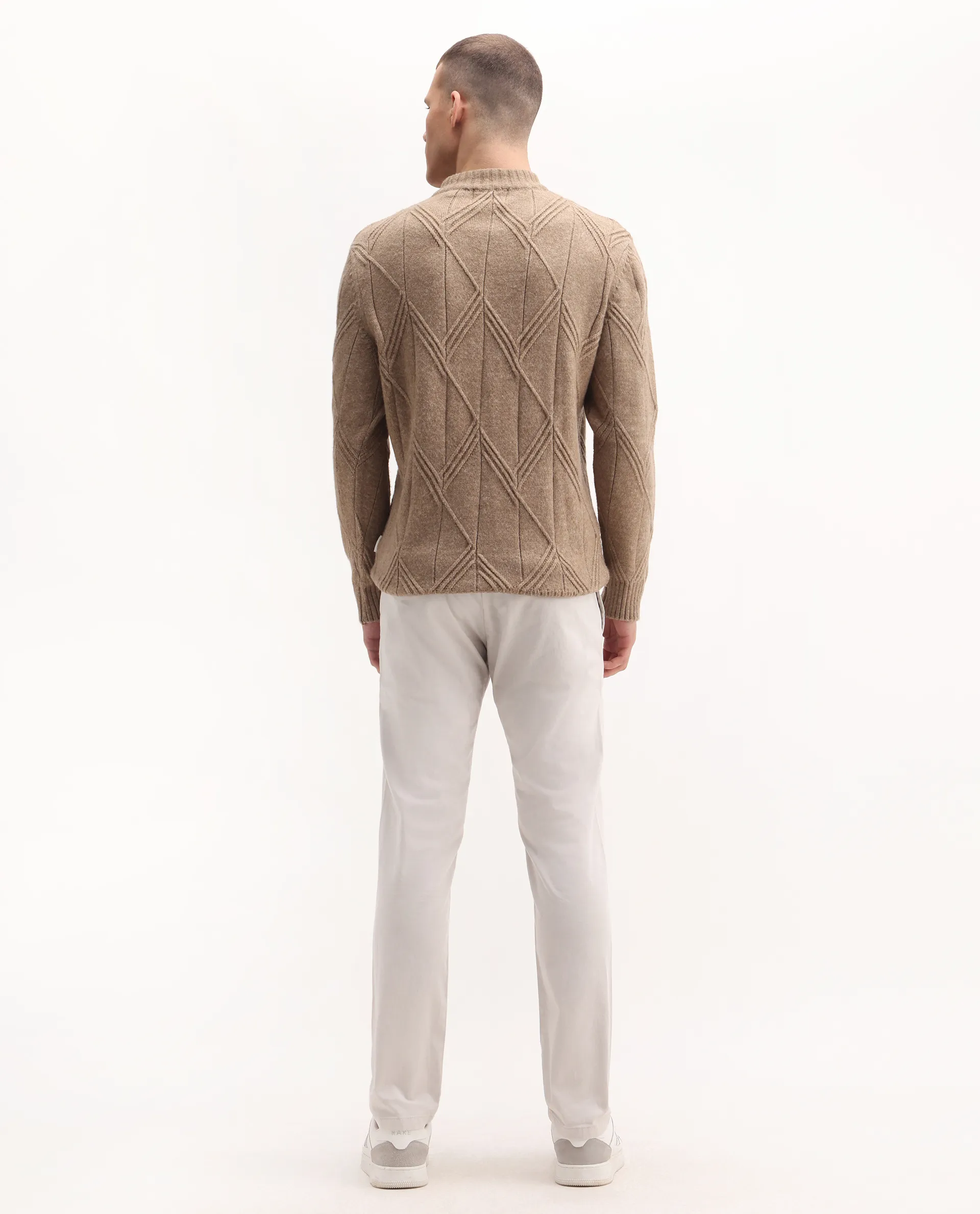 Rare Rabbit Men's Clovet Beige Cotton Plain Regular Fit Trouser - Image 8