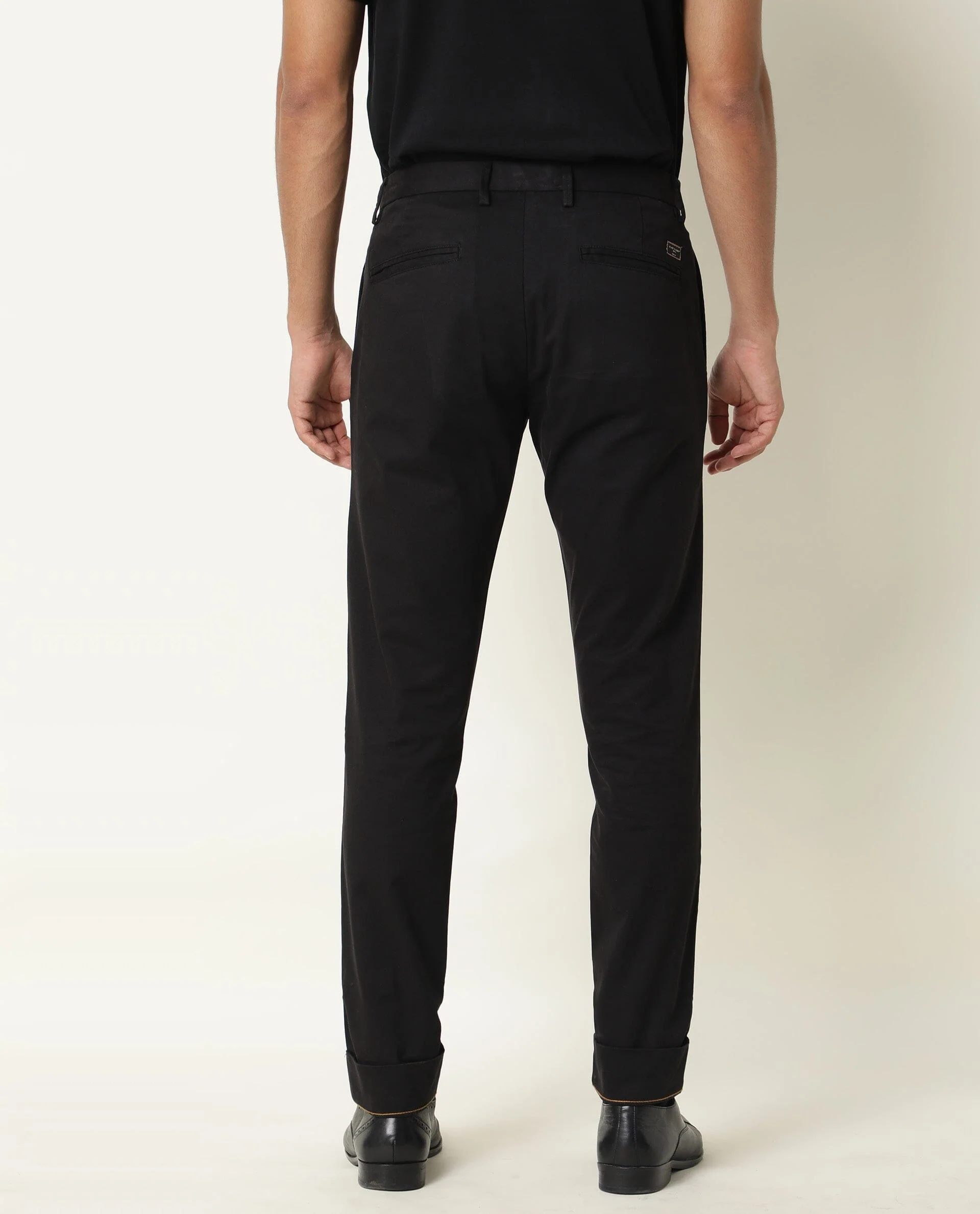 Rare Rabbit Men's Clovey Black Plain Regular Fit Trouser - Image 6