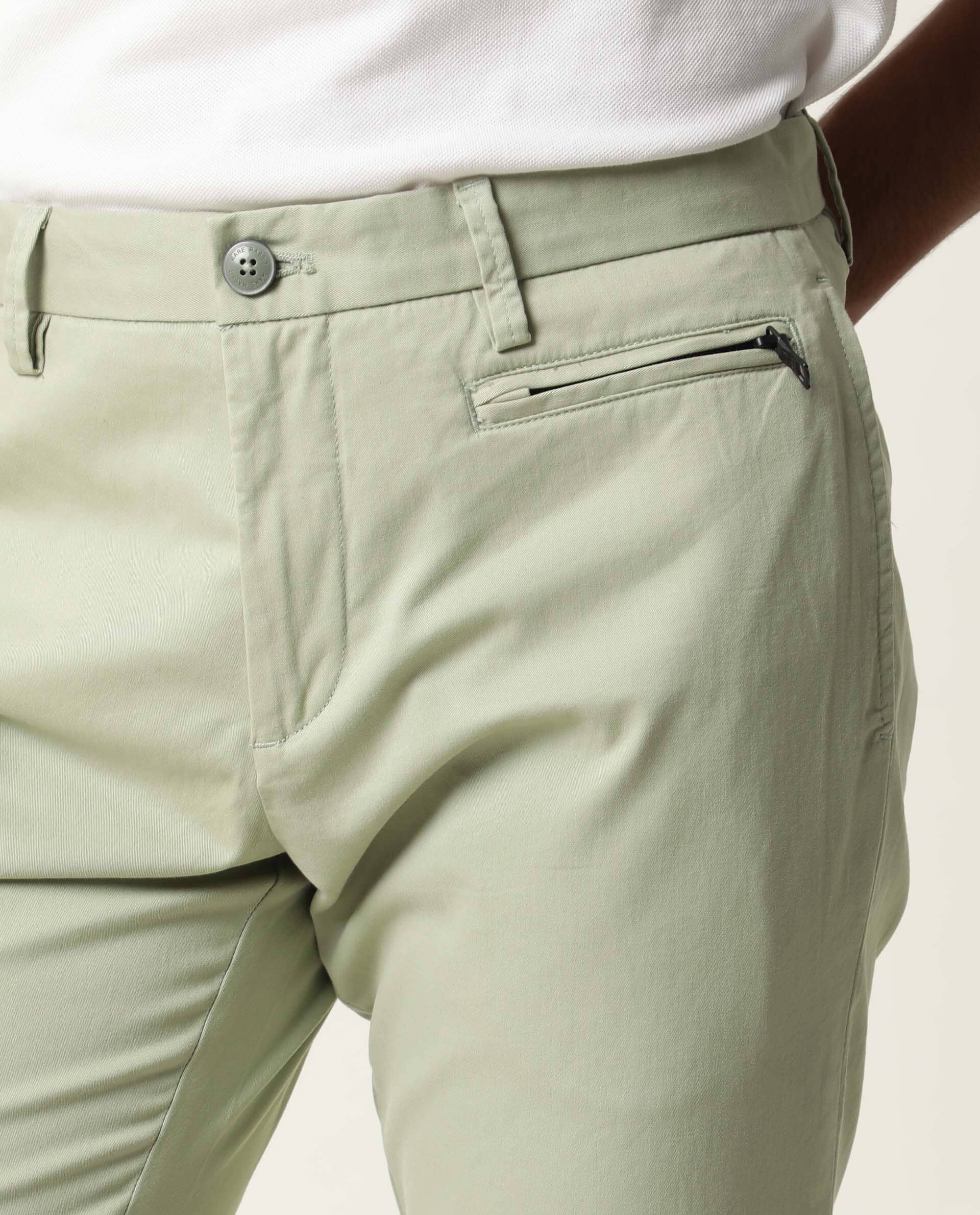 Rare Rabbit Men's Clovey Green Cotton Plain Slim Fit Trouser - Image 2