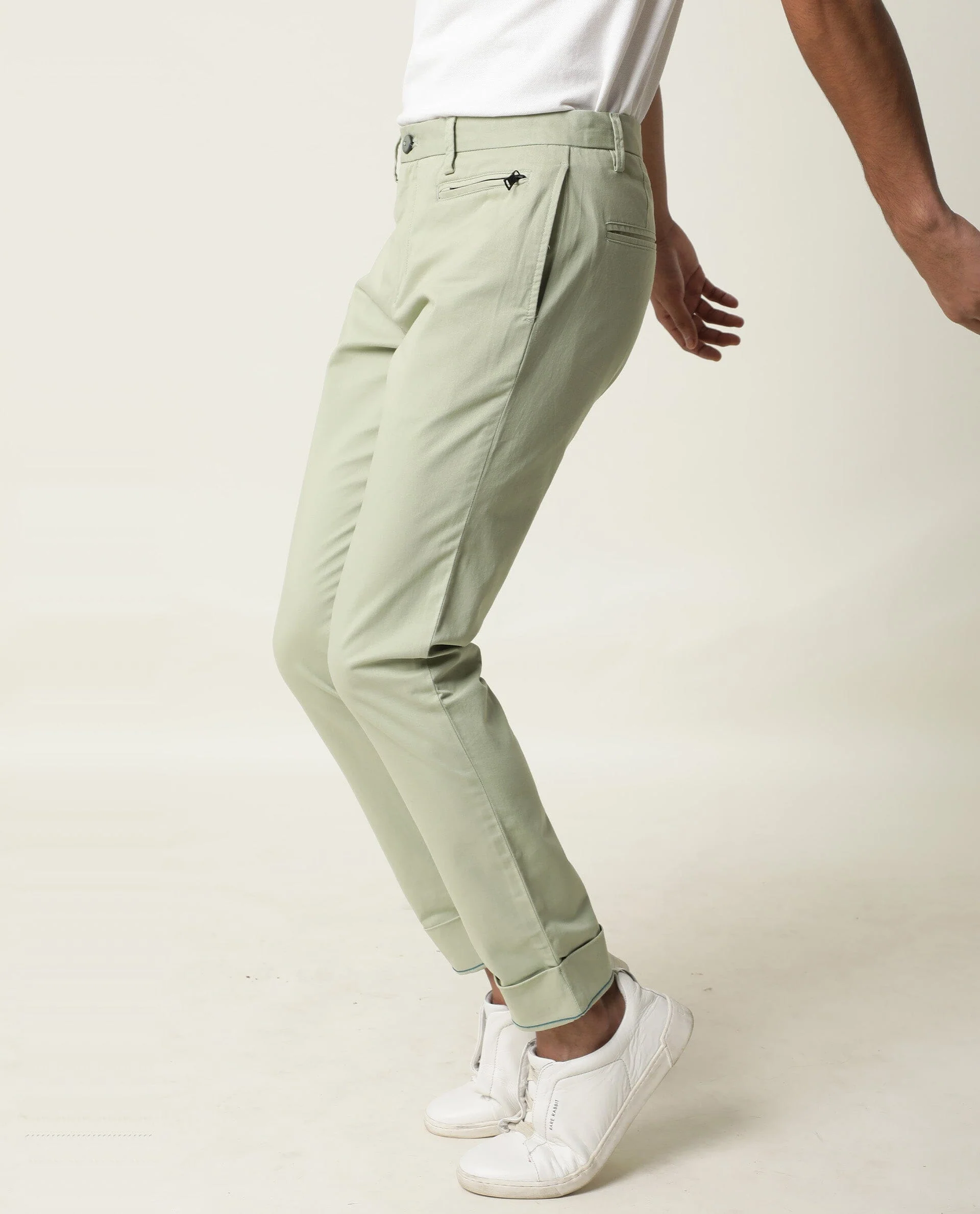 Rare Rabbit Men's Clovey Green Cotton Plain Slim Fit Trouser - Image 4