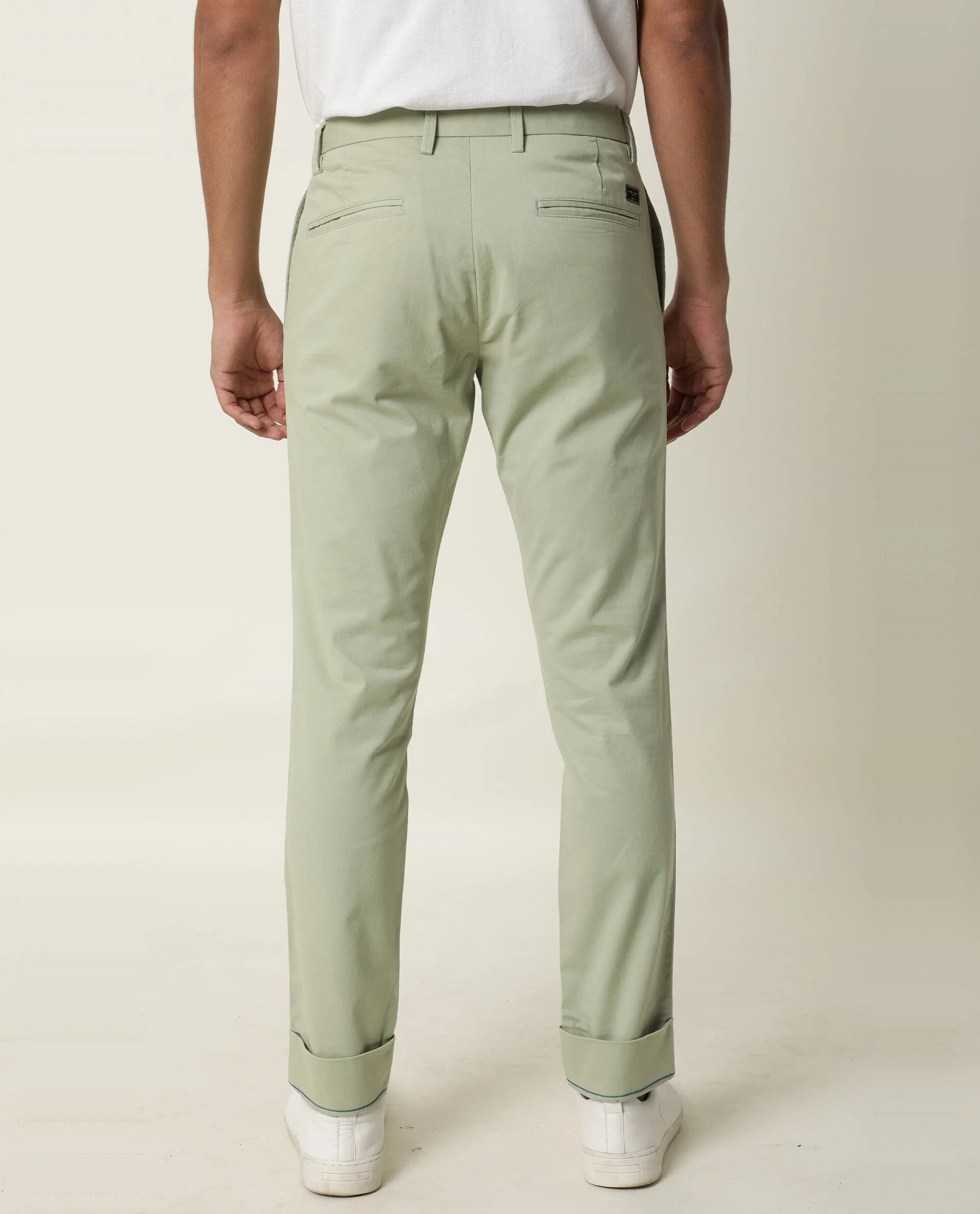 Rare Rabbit Men's Clovey Green Cotton Plain Slim Fit Trouser - Image 6