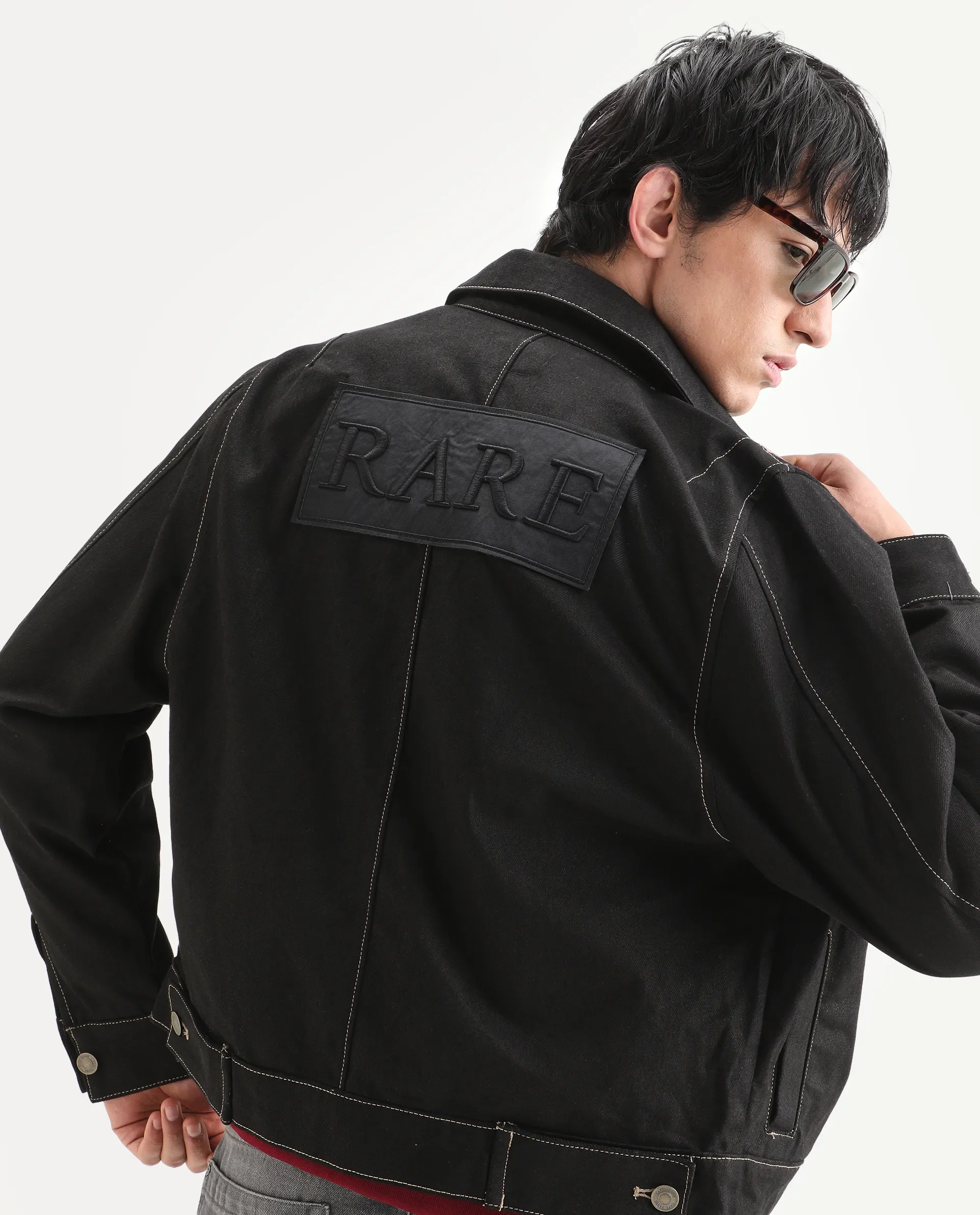Rare Rabbit Men's Clovix Black Cotton Label Print Regular Fit Full Sleeve Spread Collar Jacket - Image 6