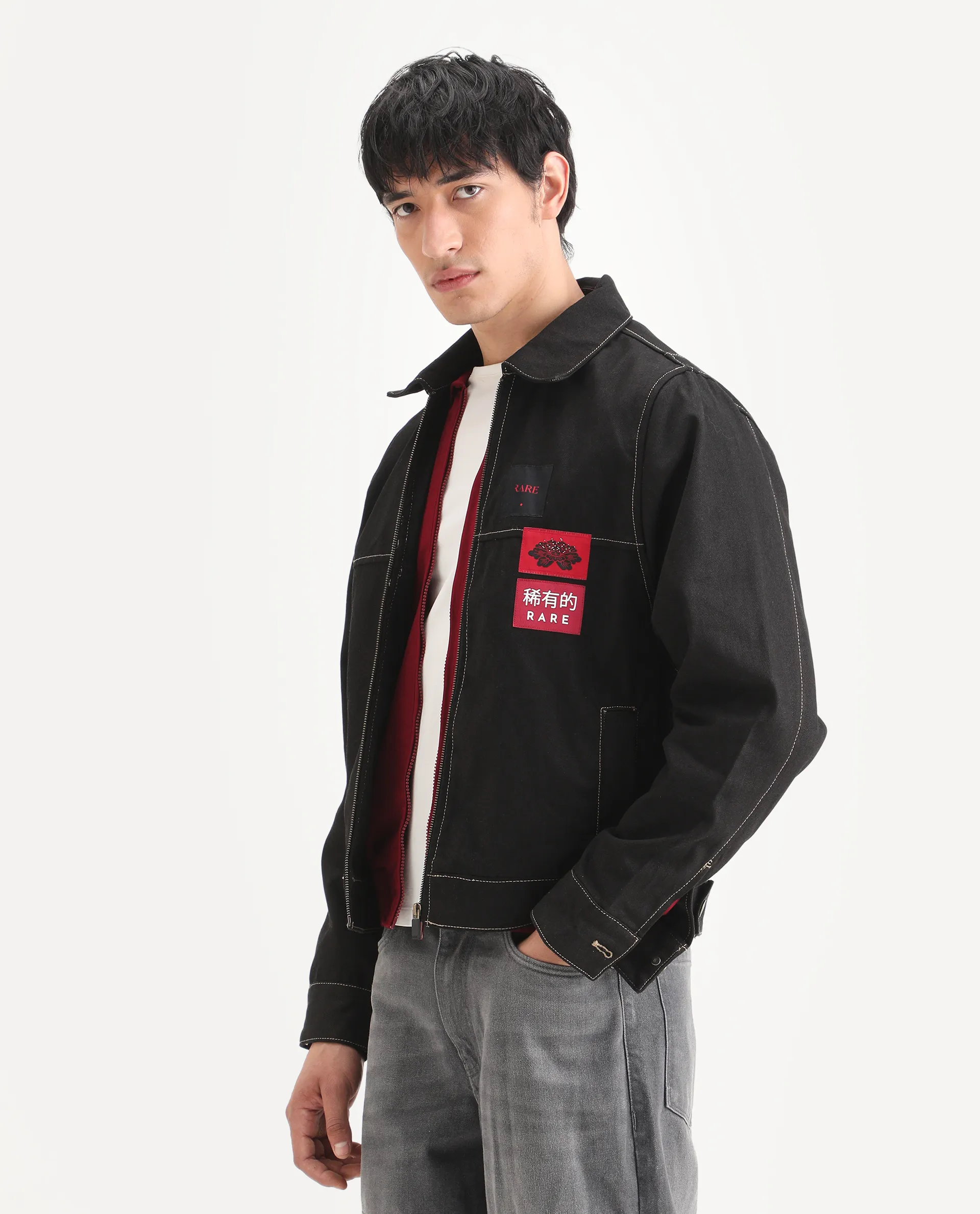 Rare Rabbit Men's Clovix Black Cotton Label Print Regular Fit Full Sleeve Spread Collar Jacket - Image 7