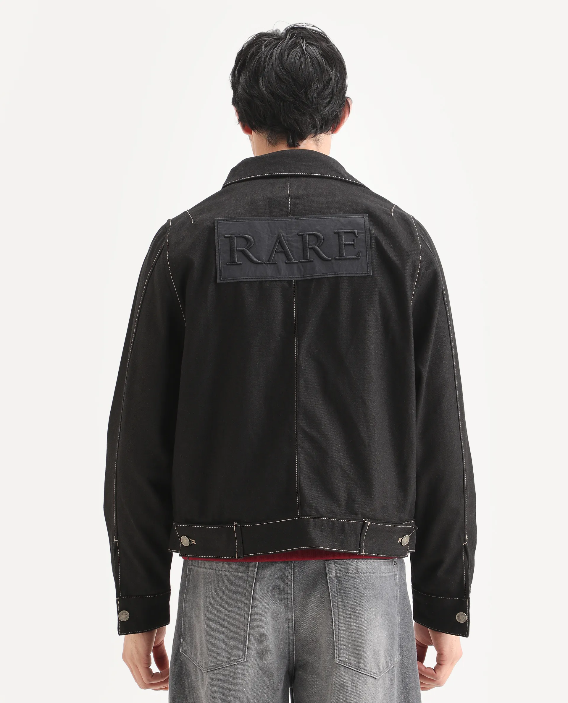 Rare Rabbit Men's Clovix Black Cotton Label Print Regular Fit Full Sleeve Spread Collar Jacket - Image 9