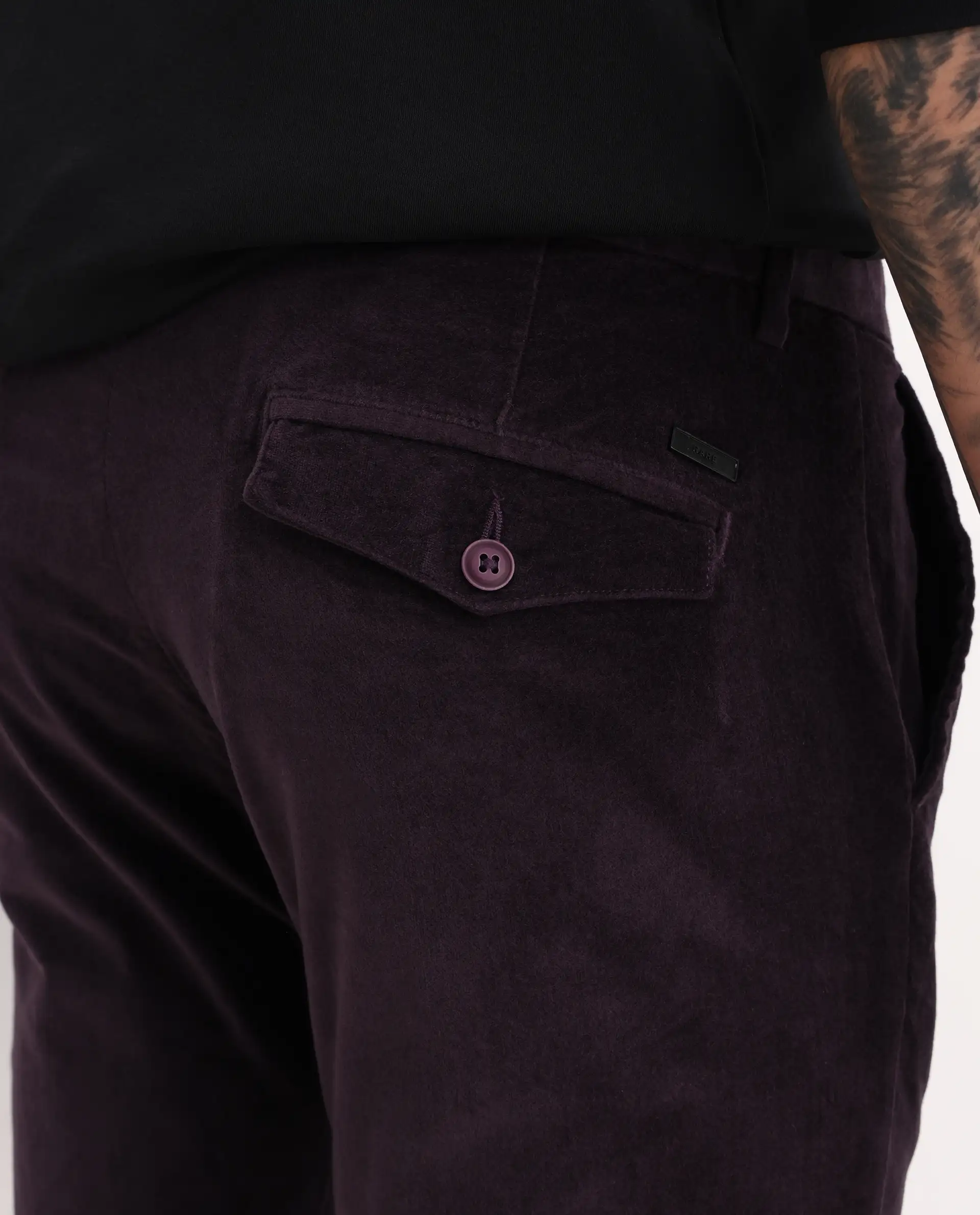Rare Rabbit Men's Cloy Purple Cotton Plain Regular Fit Trouser - Image 5