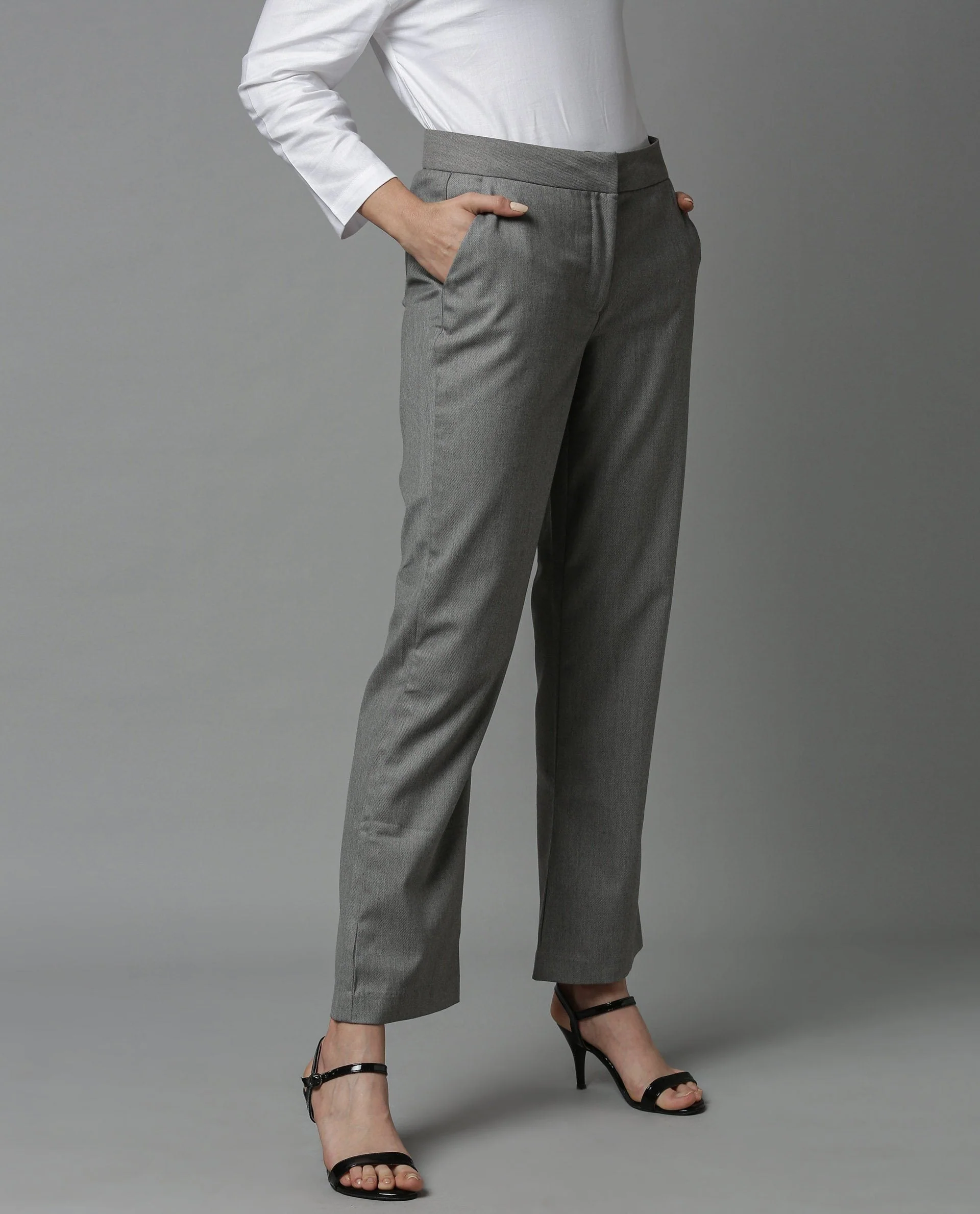 Rareism Women Club Grey Trousers