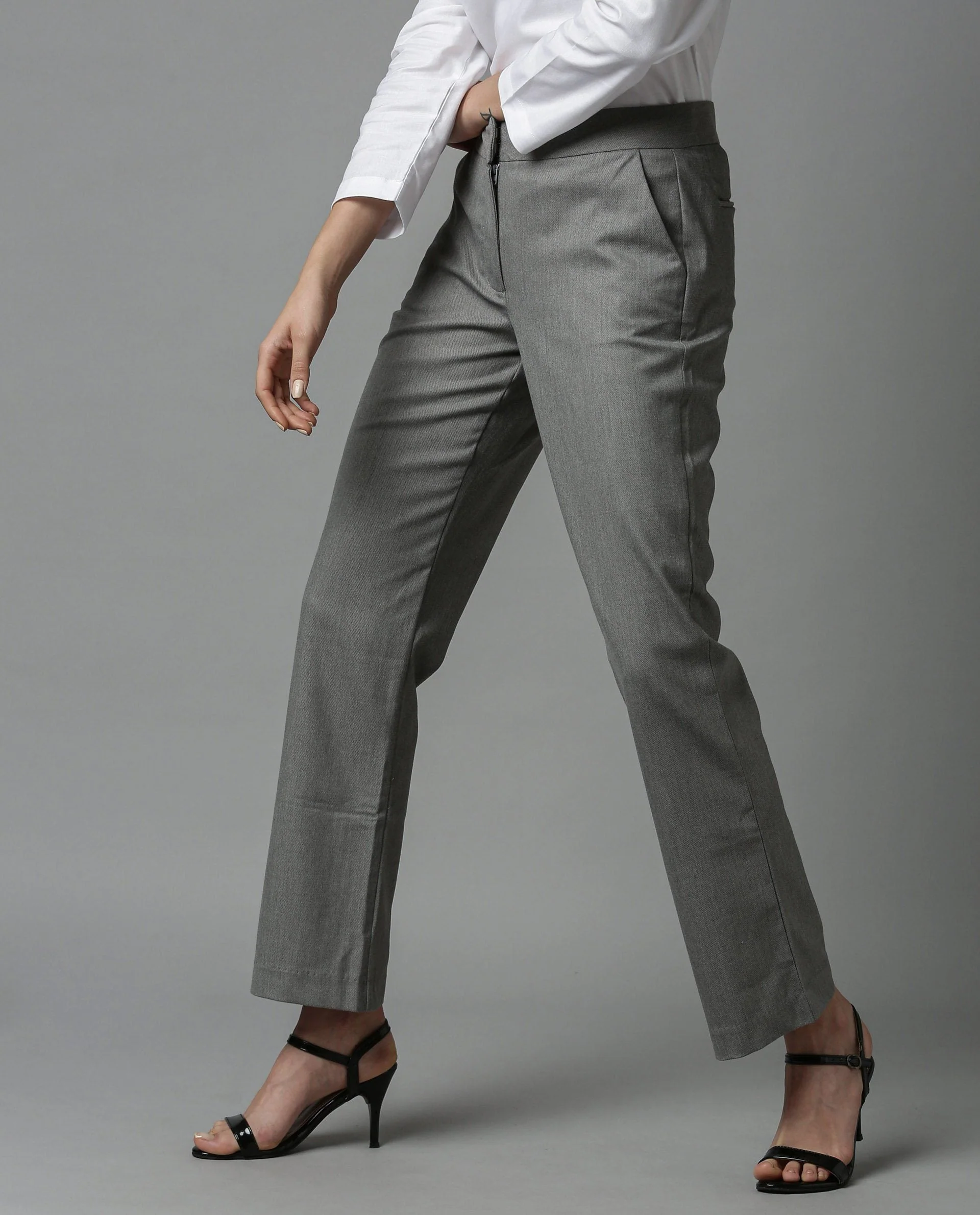 Rareism Women Club Grey Trousers - Image 4