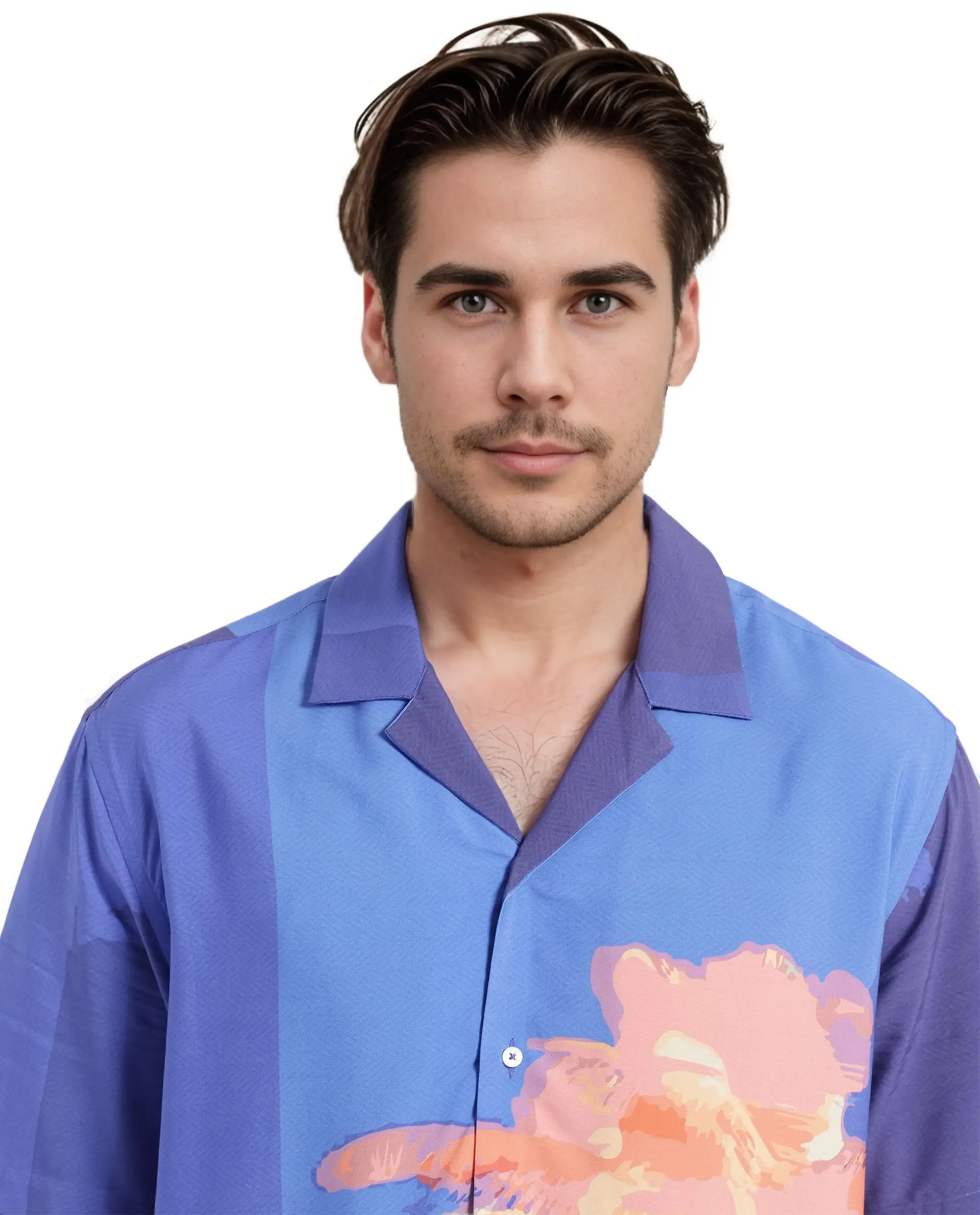 Rare Rabbit Men's Coca Dark Navy Cotton Tropical Print Boxy Fit Half Sleeve Cuban Collar Shirt - Image 7