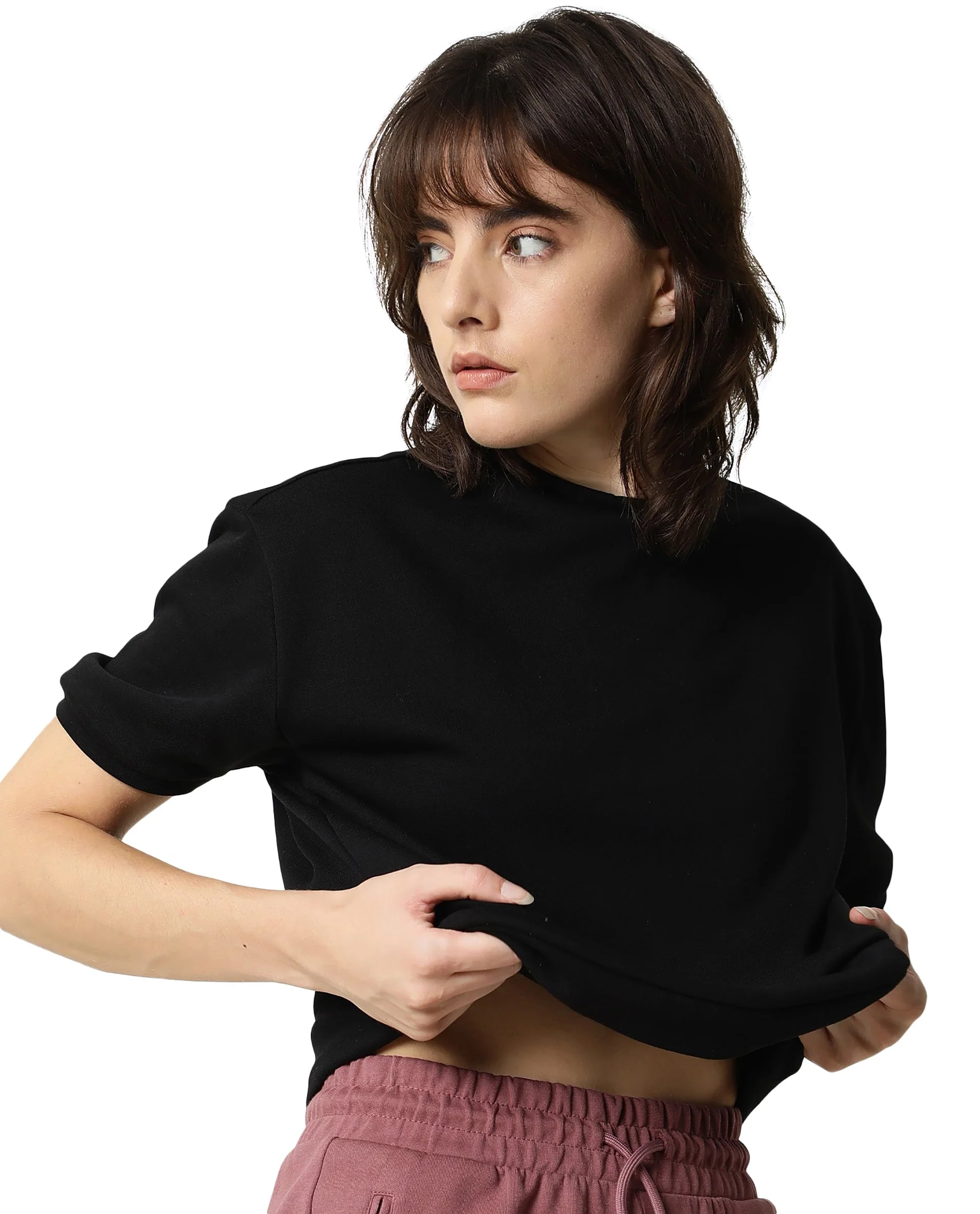 Rareism Women's Medium Weight Terry 290 Gsm Cotton Crew Neck Plain Regular Fit Sweat Tee - Image 2