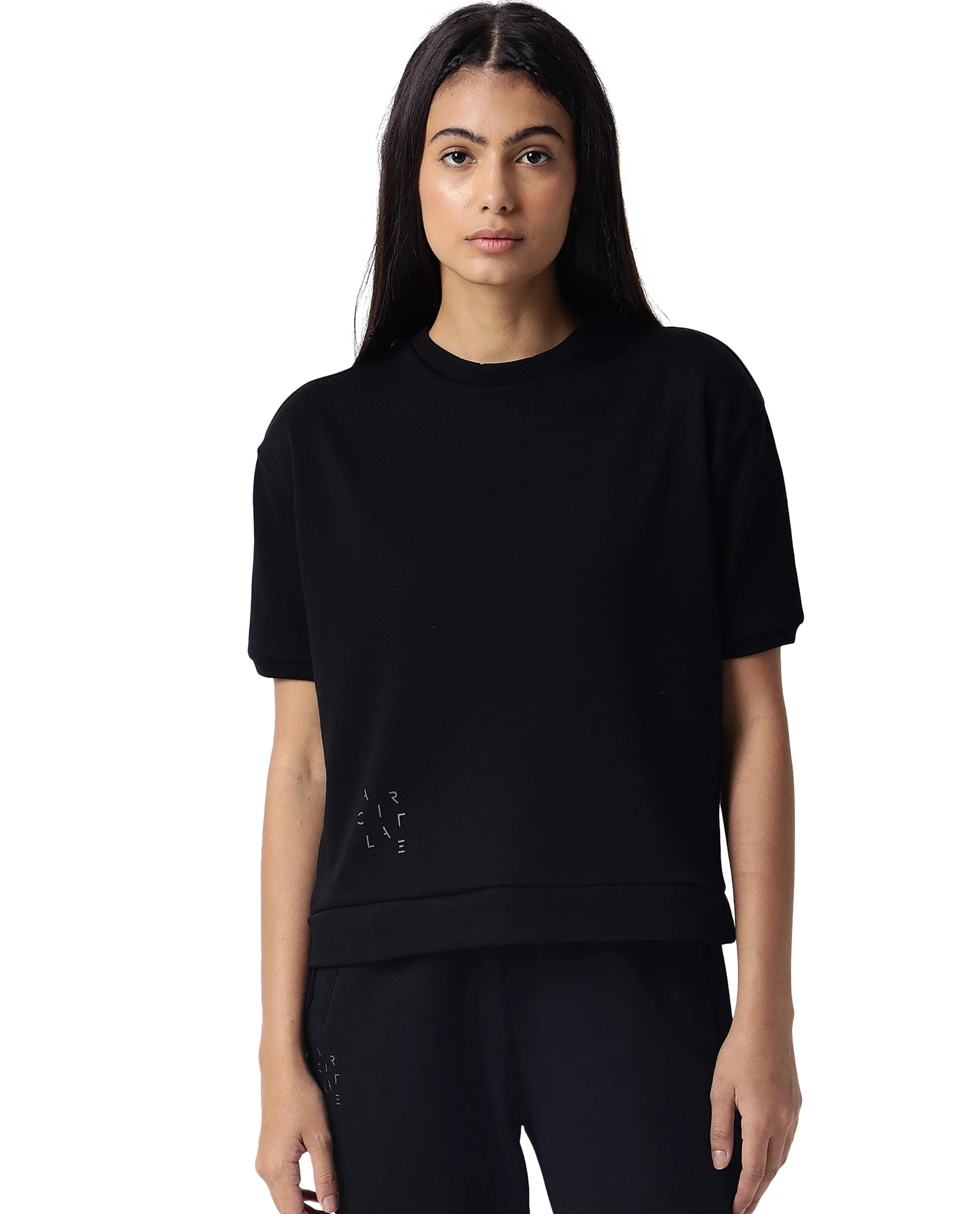 Rareism Women's Medium Weight Terry 290 Gsm Cotton Crew Neck Plain Regular Fit Sweat Tee - Image 4