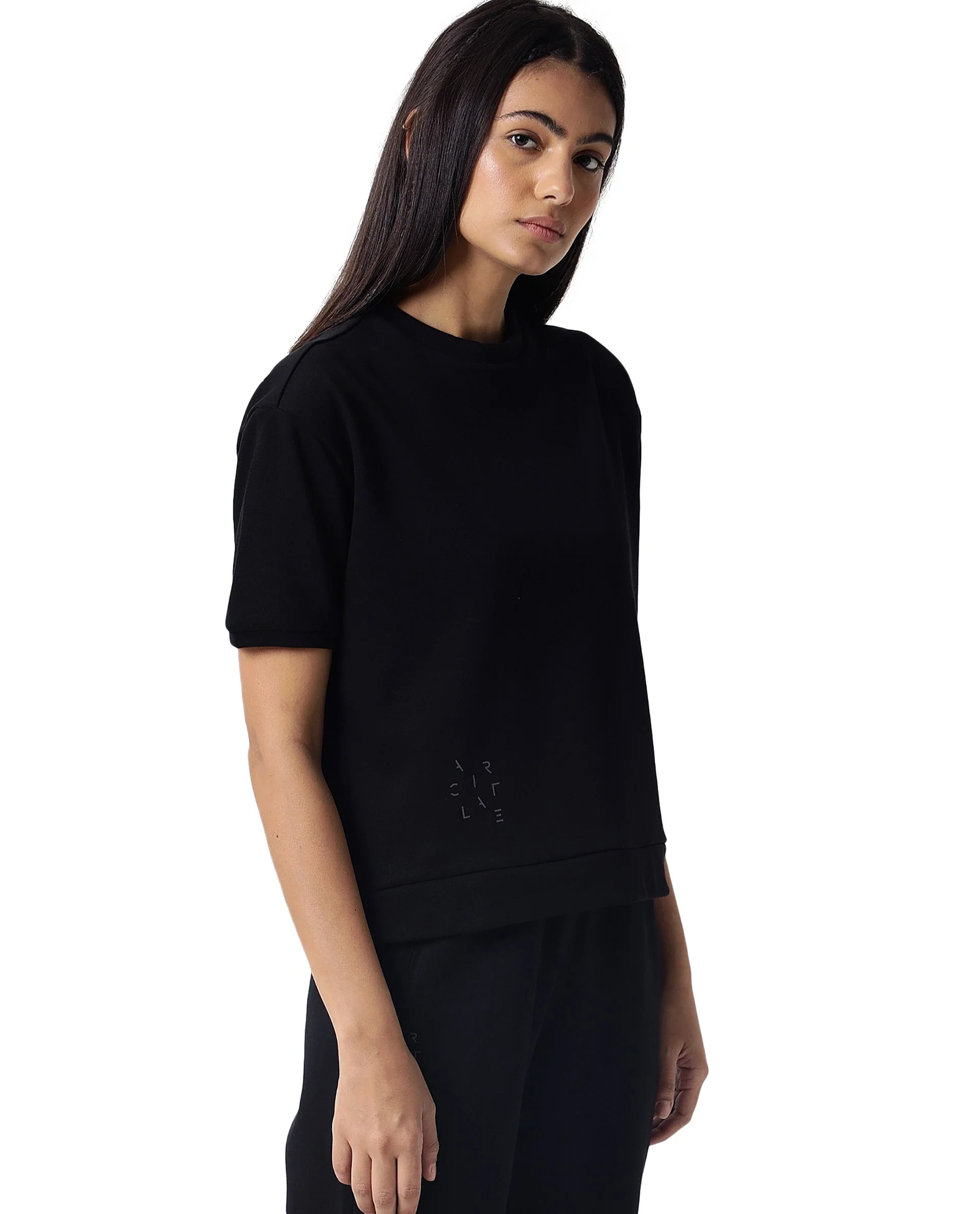 Rareism Women's Medium Weight Terry 290 Gsm Cotton Crew Neck Plain Regular Fit Sweat Tee - Image 5