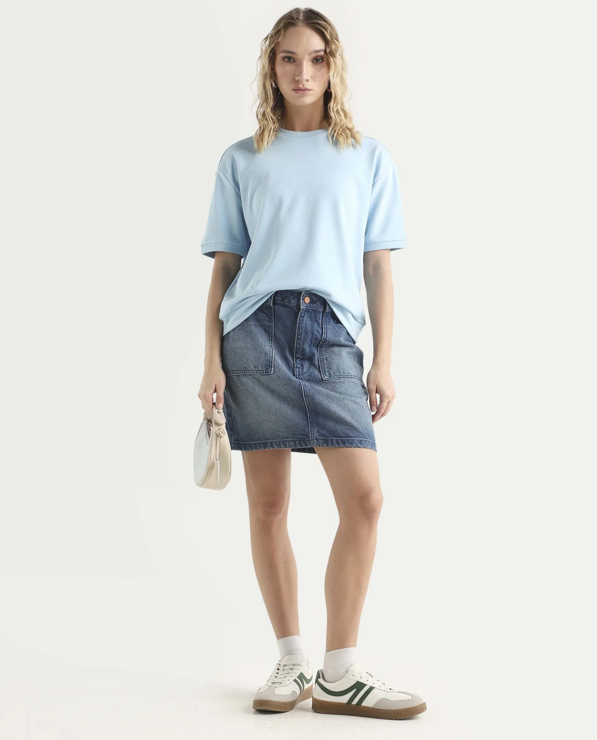 Rareism Women's Medium Weight Terry 290 Gsm Cotton Crew Neck Plain Relaxed Fit Sweat Tee - Image 2