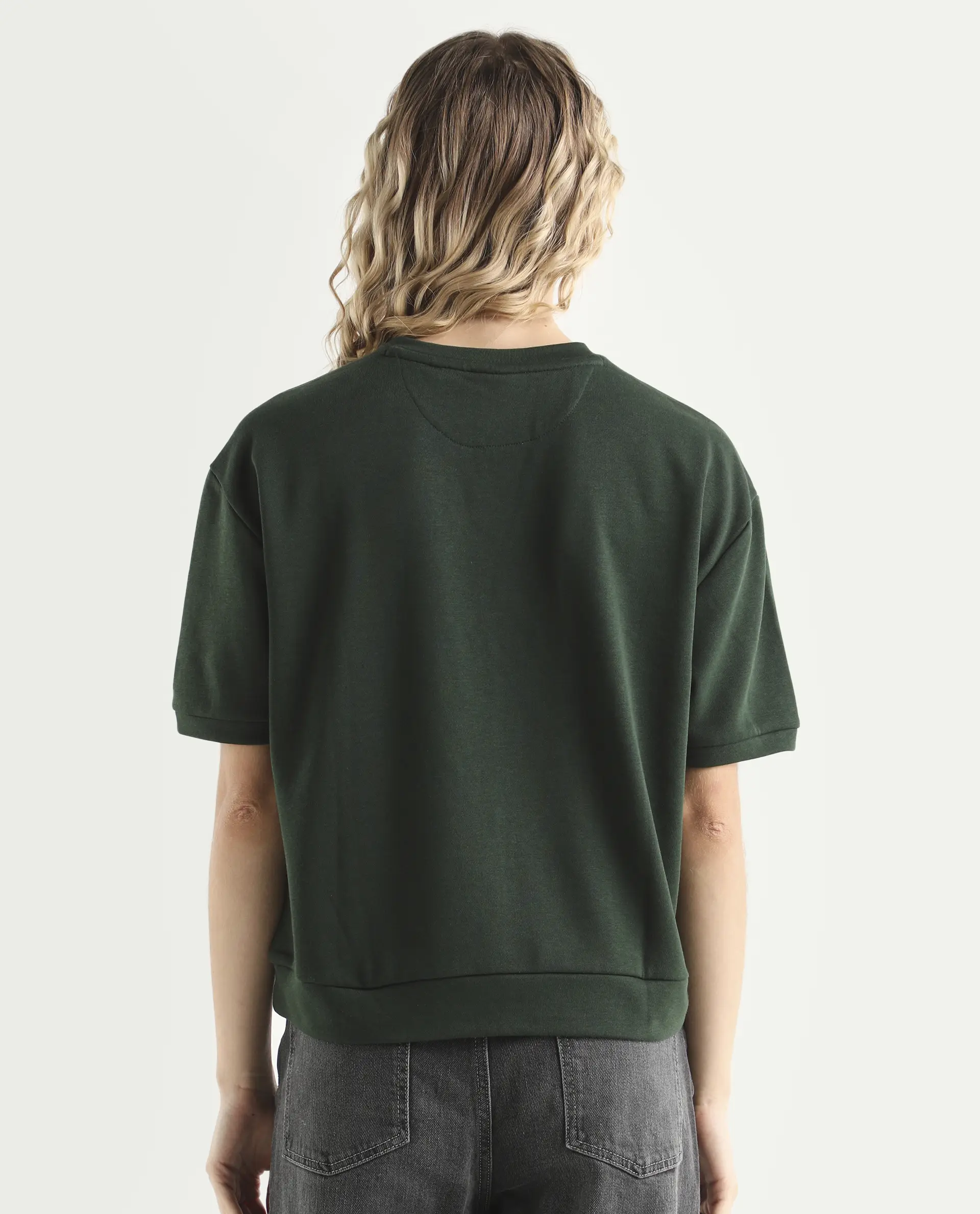 Rareism Women's Medium Weight Terry 290 Gsm Cotton Crew Neck Plain Relaxed Fit Sweat Tee - Image 7