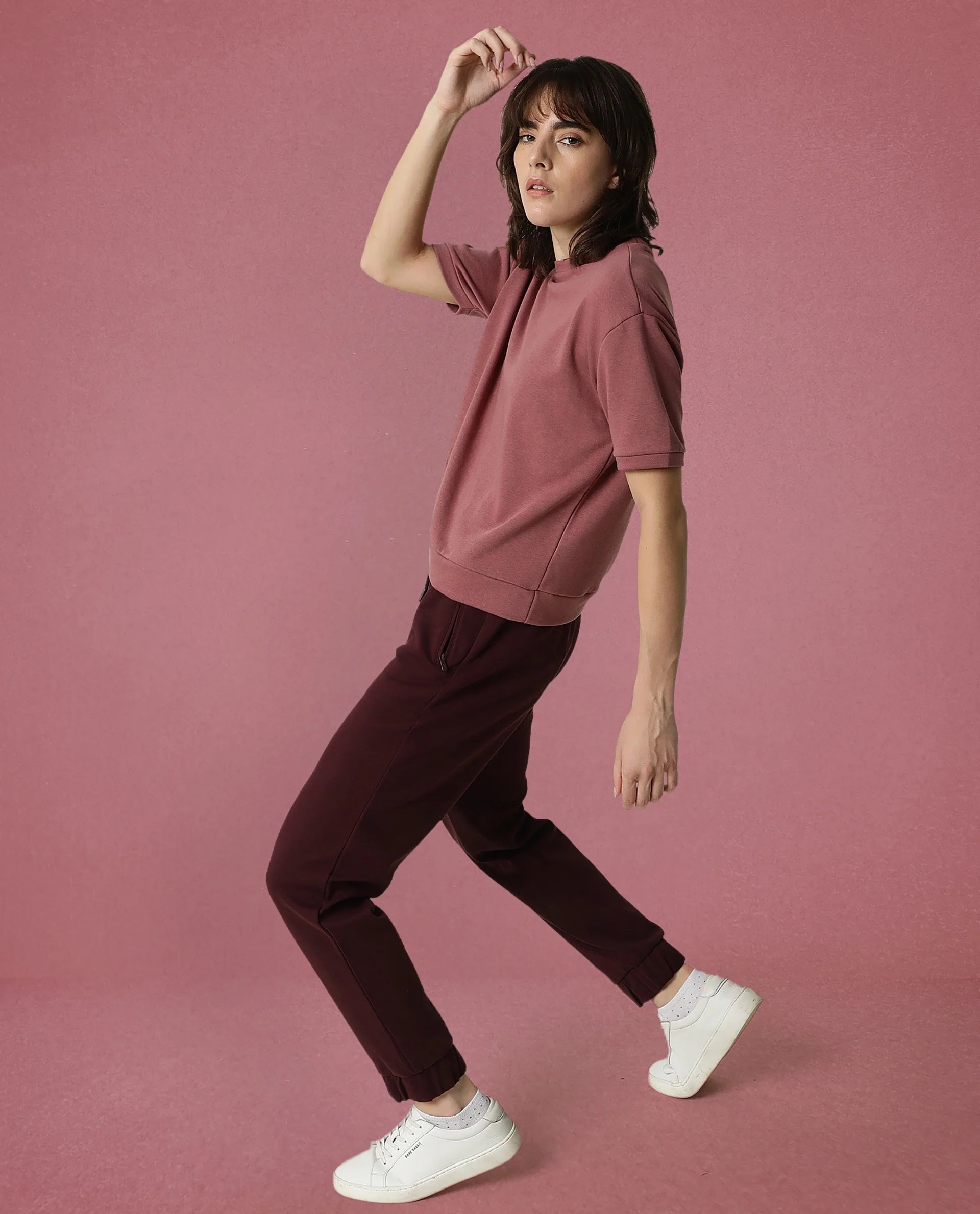 Rareism Women's Medium Weight Terry 290 Gsm Cotton Crew Neck Plain Relaxed Fit Sweat Tee - Image 6