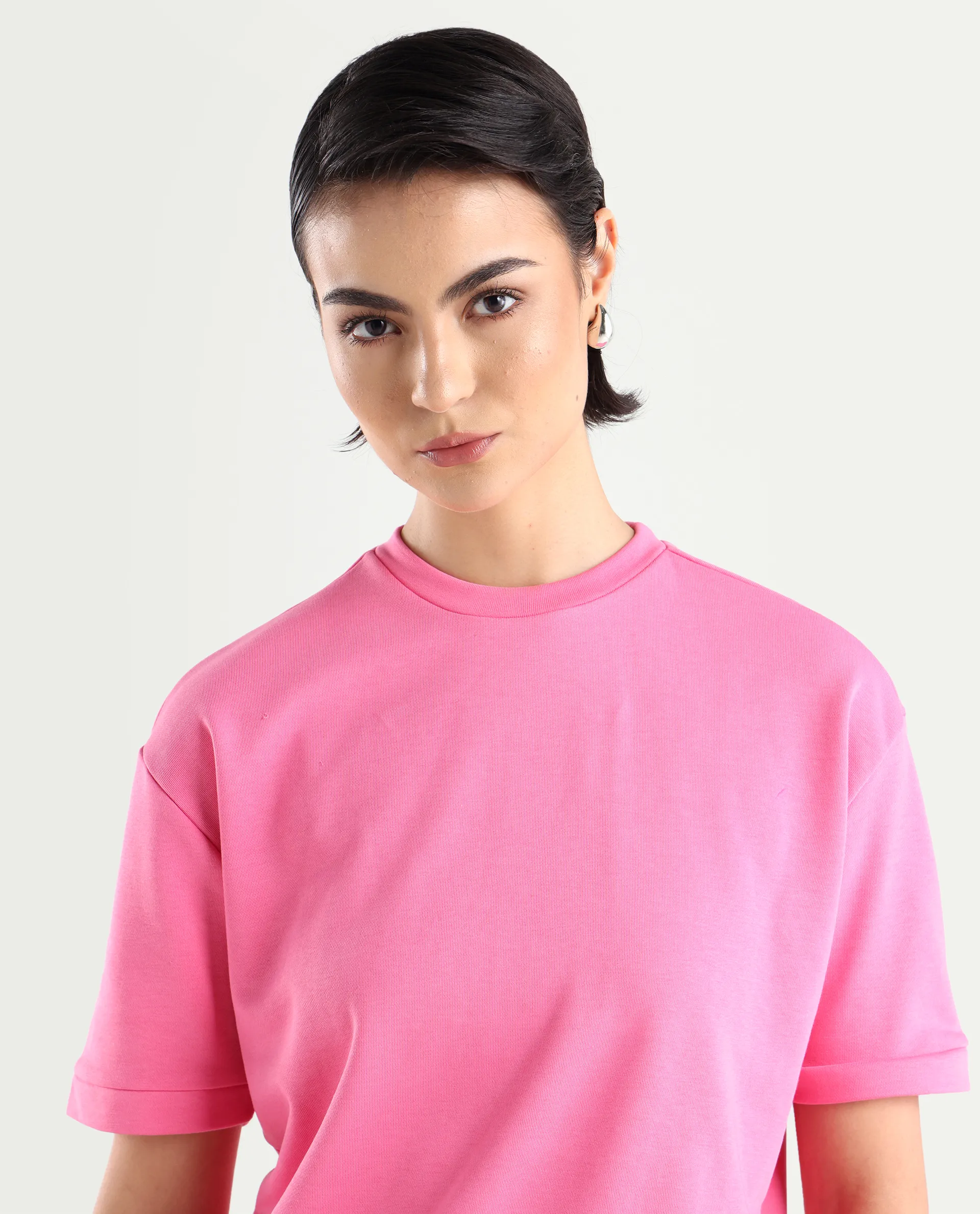 Rareism Women's Medium Weight Terry 290 Gsm Cotton Crew Neck Plain Relaxed Fit Sweat Tee - Image 4