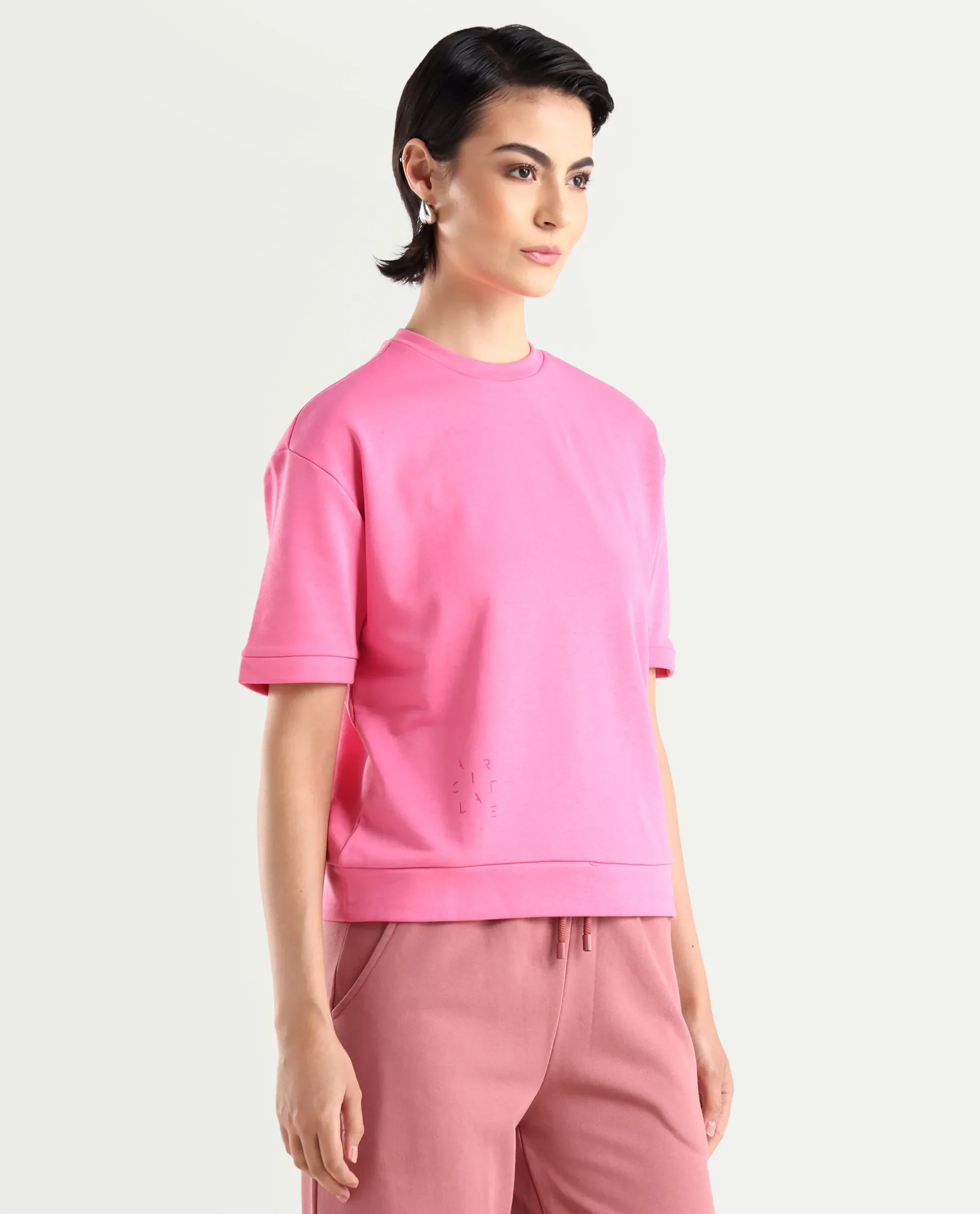 Rareism Women's Medium Weight Terry 290 Gsm Cotton Crew Neck Plain Relaxed Fit Sweat Tee - Image 8
