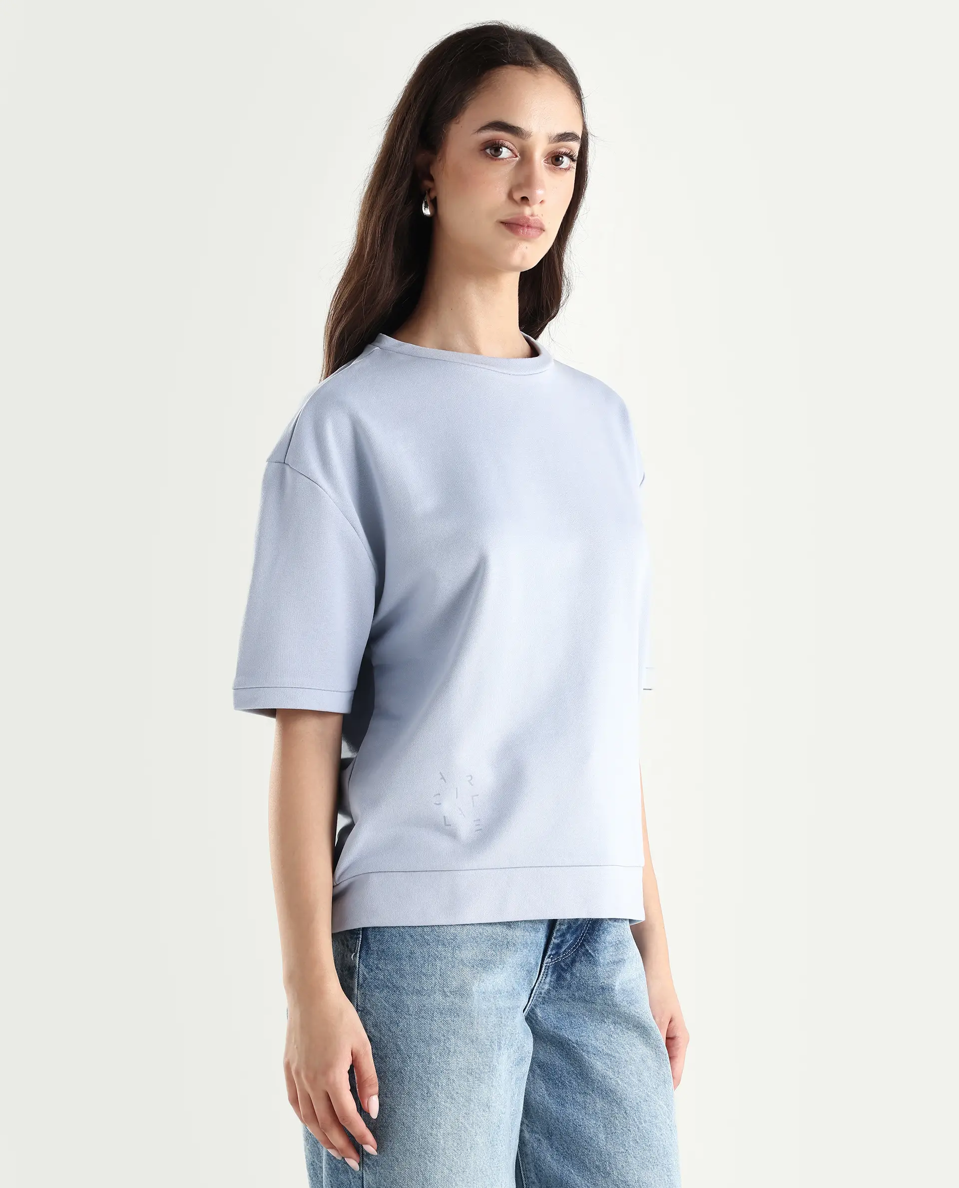 Rareism Women's Medium Weight Terry 290 Gsm Cotton Crew Neck Plain Relaxed Fit Sweat Tee - Image 6