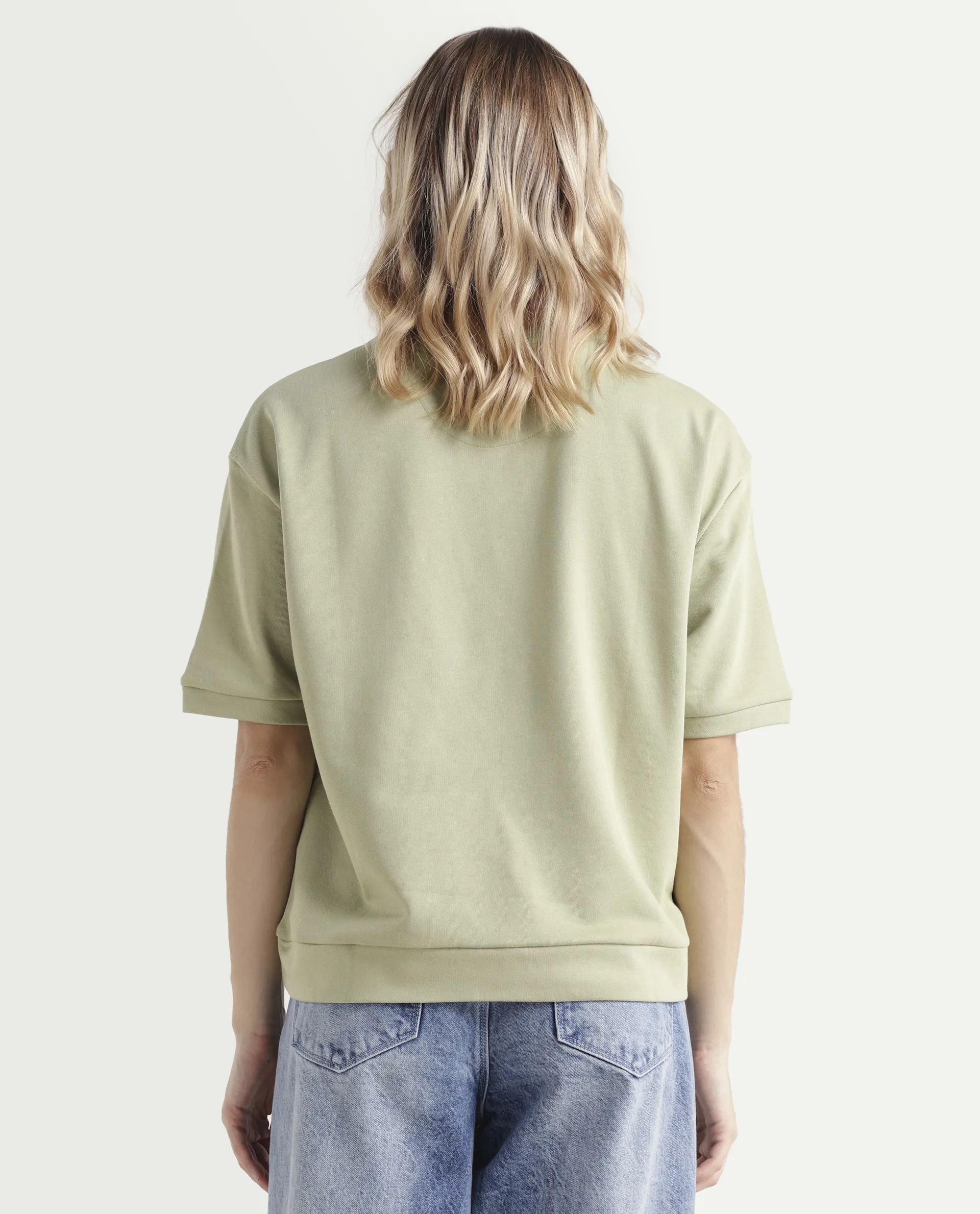 Rareism Women's Medium Weight Terry 290 Gsm Cotton Crew Neck Plain Relaxed Fit Sweat Tee - Image 7
