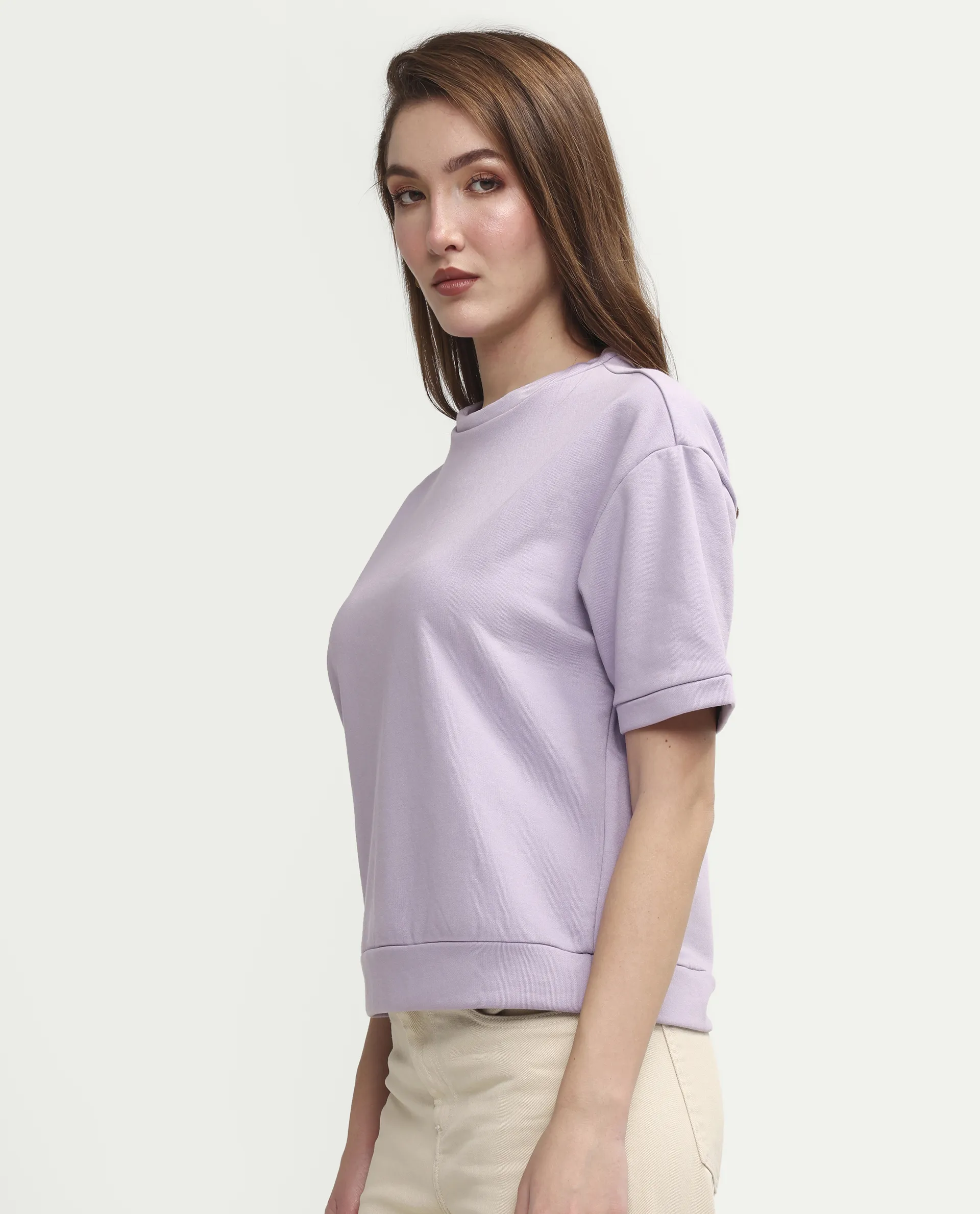 Rareism Women's Medium Weight Terry 290 Gsm Cotton Crew Neck Plain Relaxed Fit Sweat Tee - Image 6