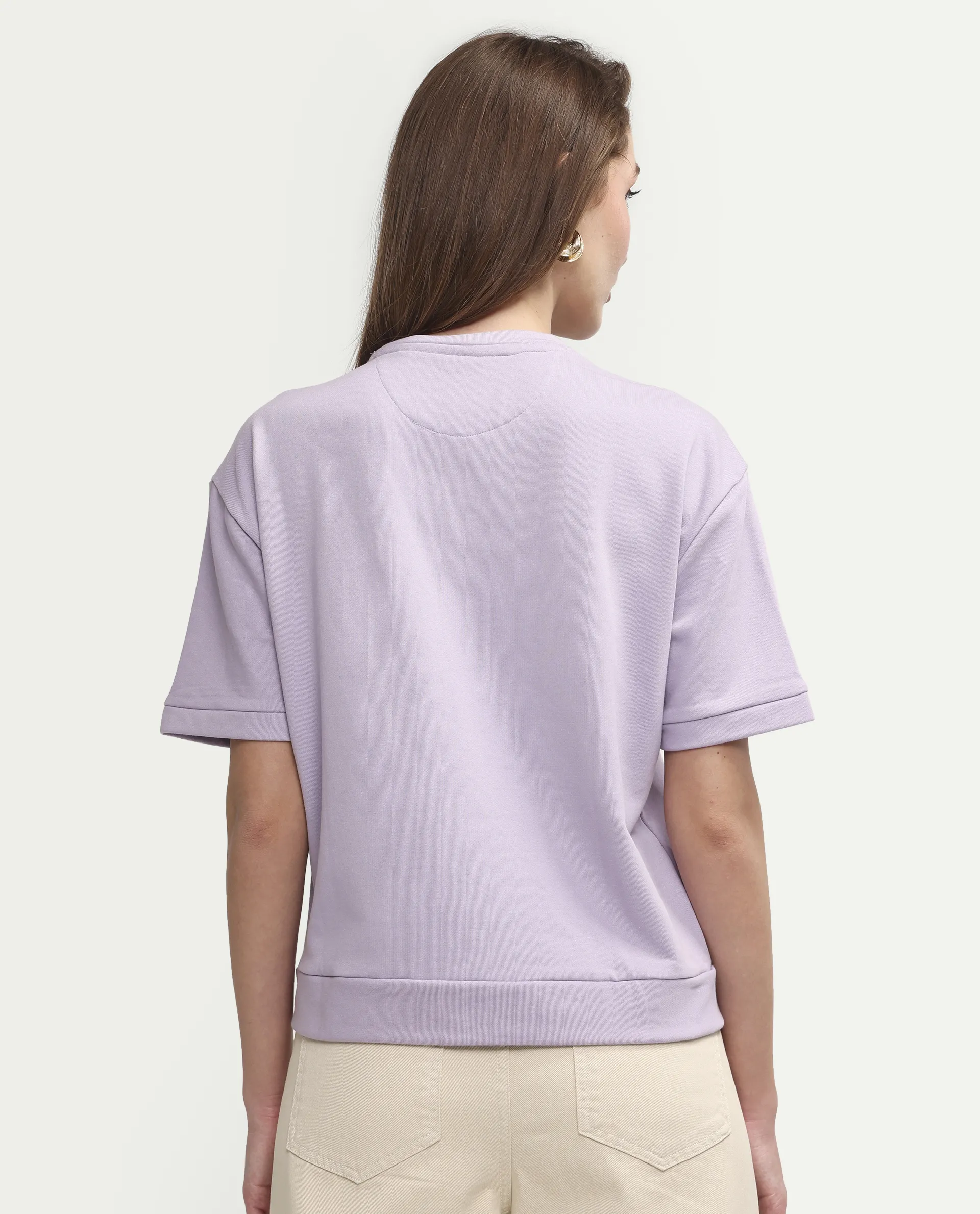 Rareism Women's Medium Weight Terry 290 Gsm Cotton Crew Neck Plain Relaxed Fit Sweat Tee - Image 8