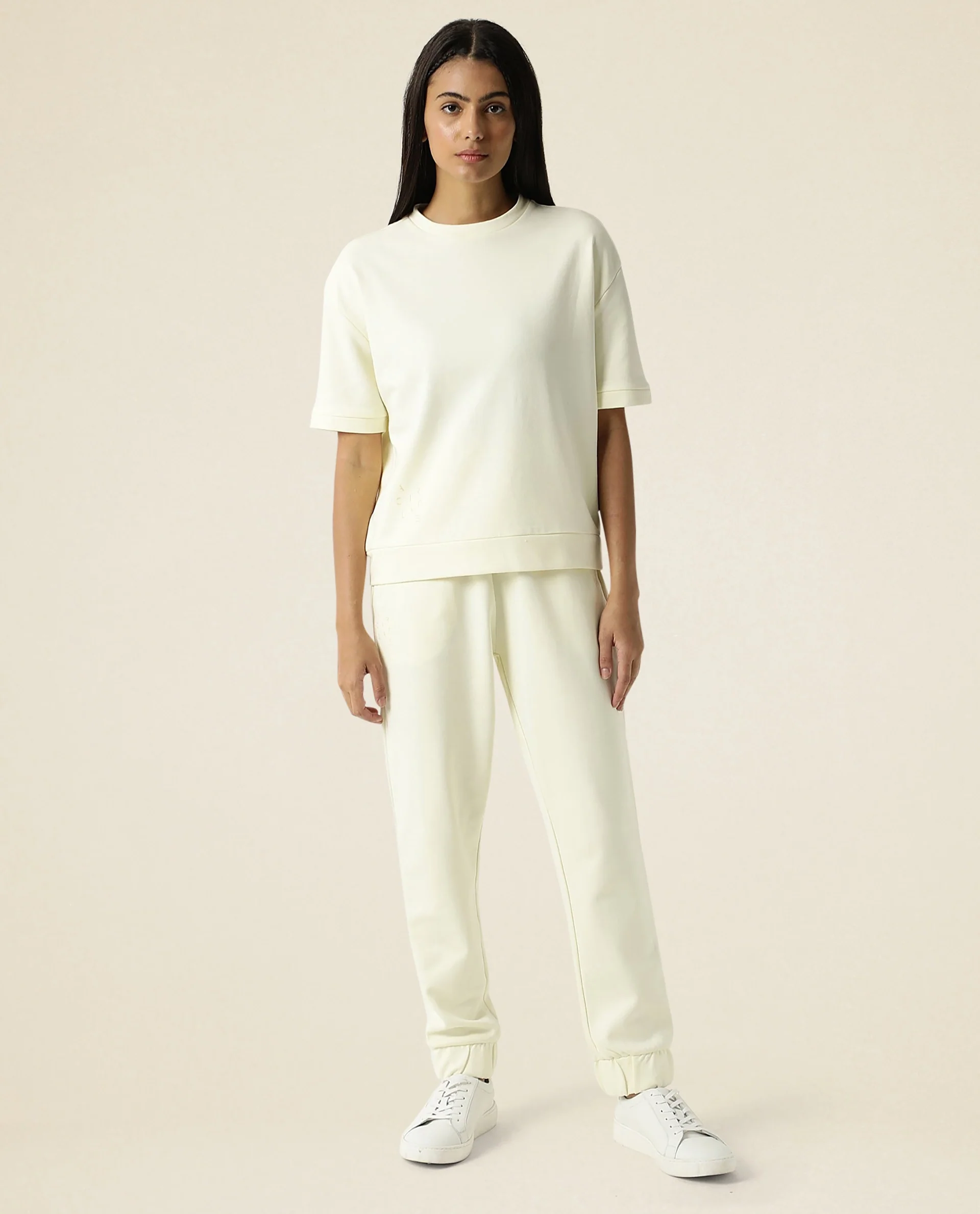 Rareism Women's Medium Weight Terry 290 Gsm Cotton Crew Neck Plain Relaxed Fit Sweat Tee - Image 5