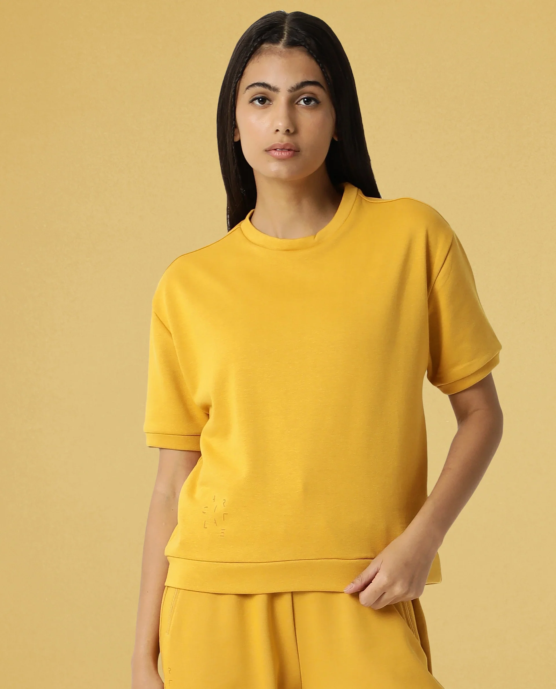 Rareism Women's Medium Weight Terry 290 Gsm Cotton Crew Neck Plain Relaxed Fit Sweat Tee - Image 4