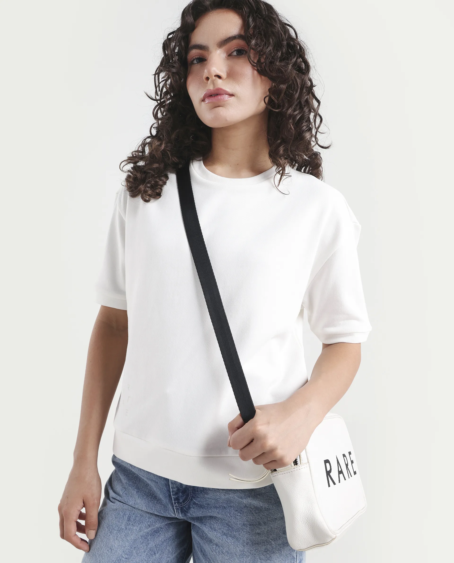 Rareism Women's Medium Weight Terry 290 Gsm Cotton Crew Neck Plain Relaxed Fit Sweat Tee - Image 3