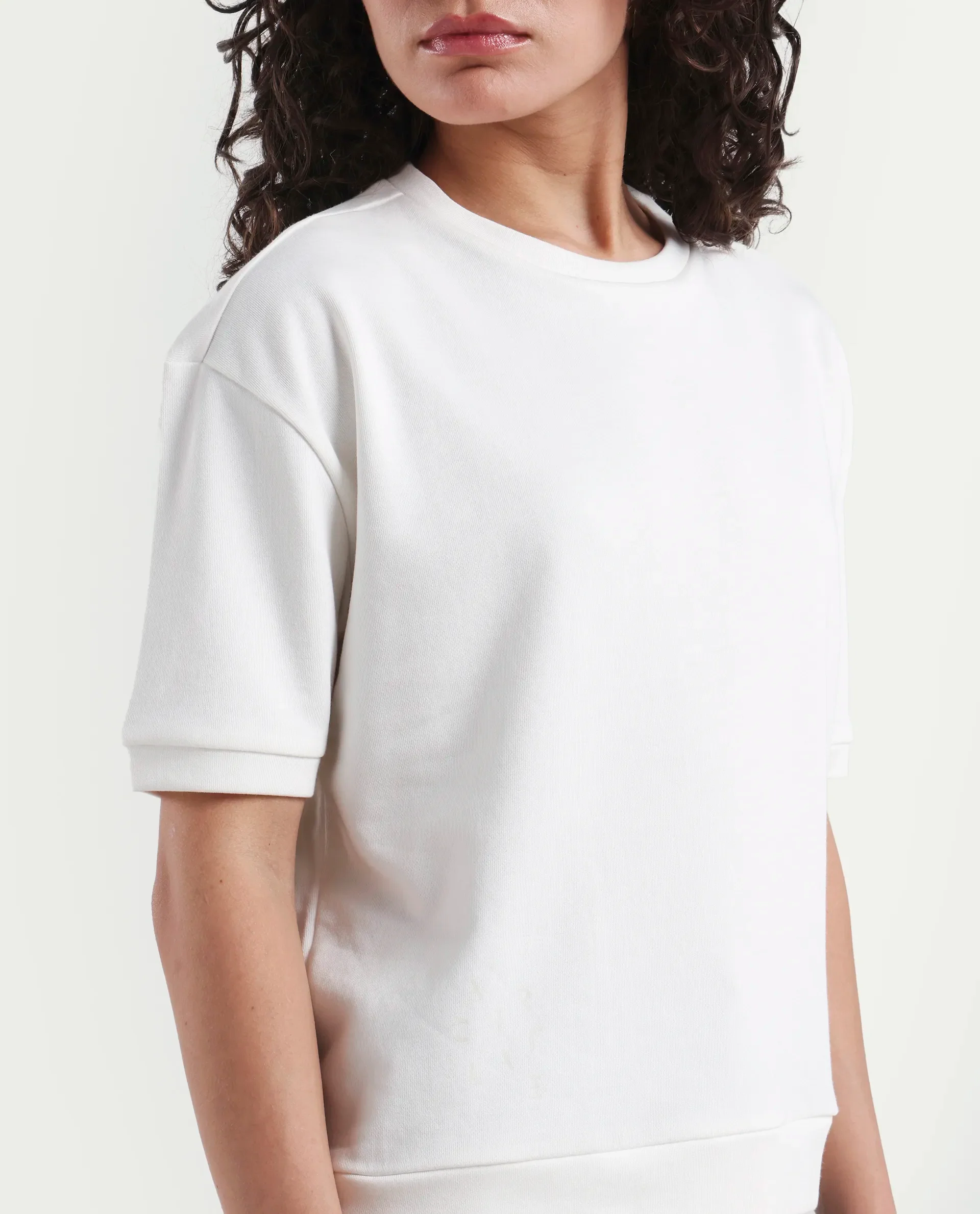 Rareism Women's Medium Weight Terry 290 Gsm Cotton Crew Neck Plain Relaxed Fit Sweat Tee - Image 4
