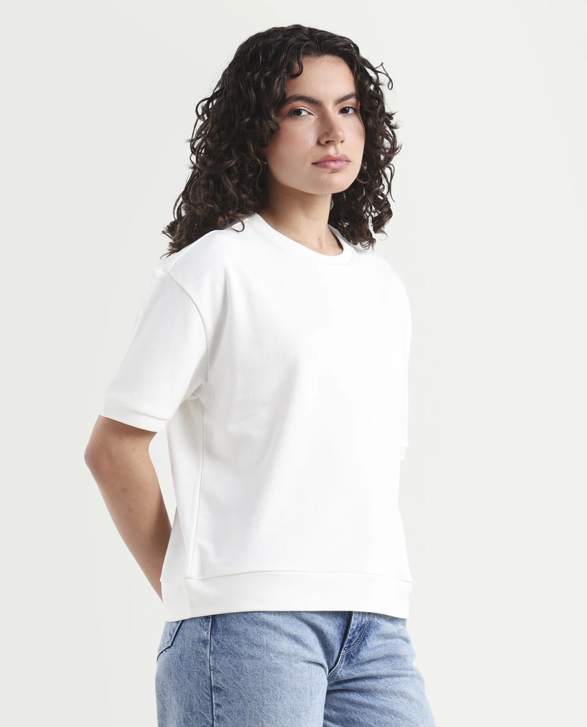 Rareism Women's Medium Weight Terry 290 Gsm Cotton Crew Neck Plain Relaxed Fit Sweat Tee - Image 6
