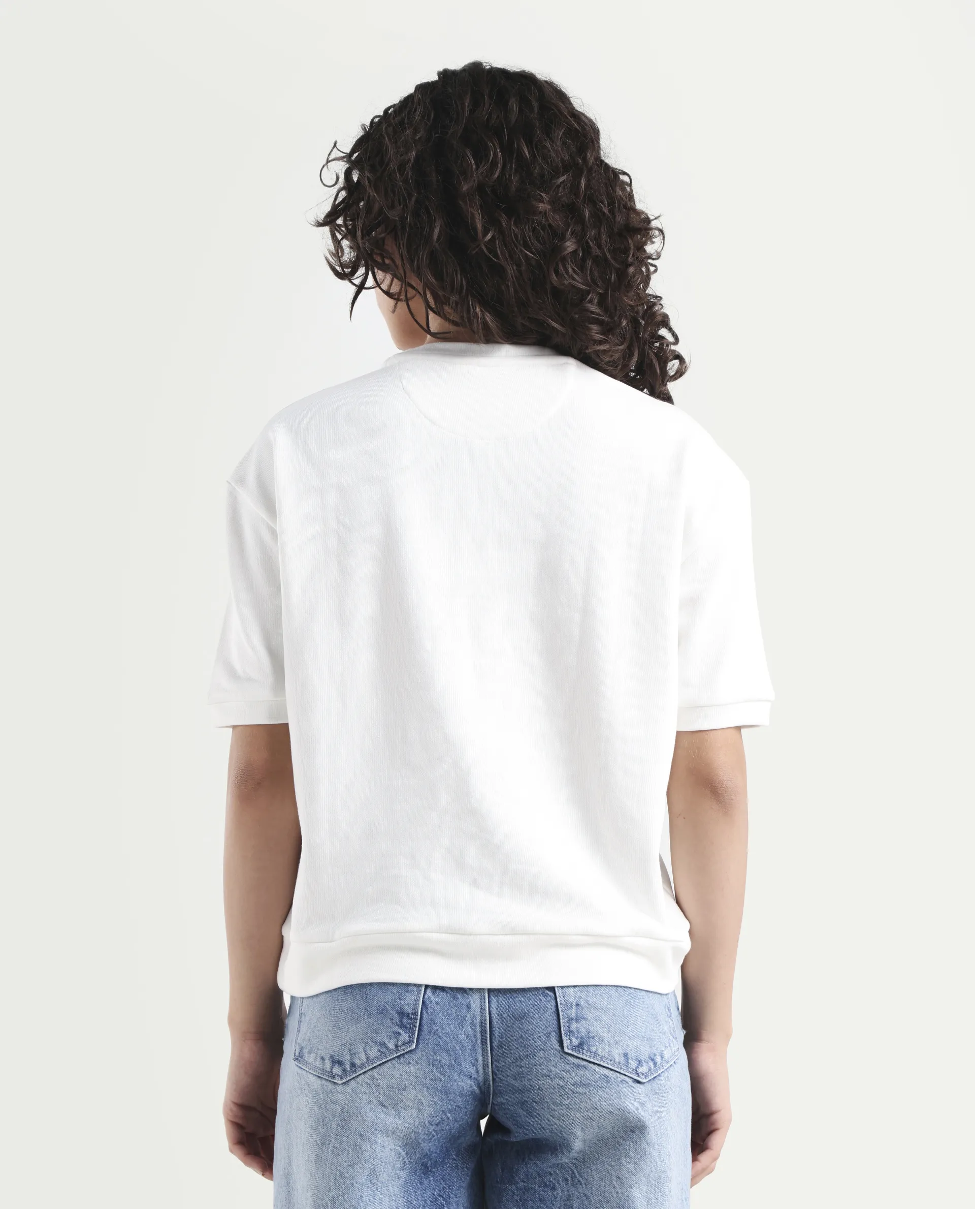 Rareism Women's Medium Weight Terry 290 Gsm Cotton Crew Neck Plain Relaxed Fit Sweat Tee - Image 7