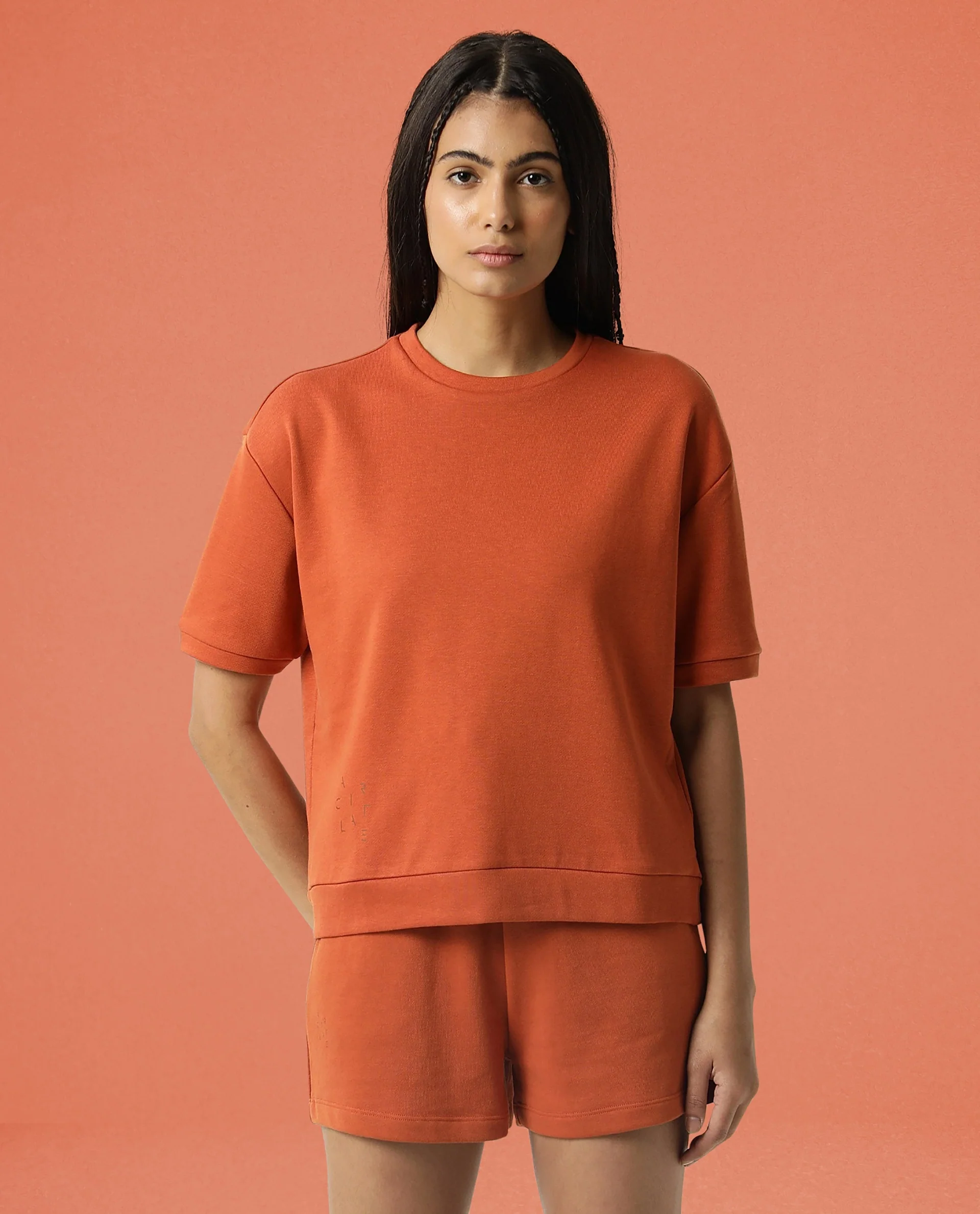 Rareism Women's Medium Weight Terry 290 Gsm Cotton Crew Neck Plain Relaxed Fit Sweat Tee - Image 3
