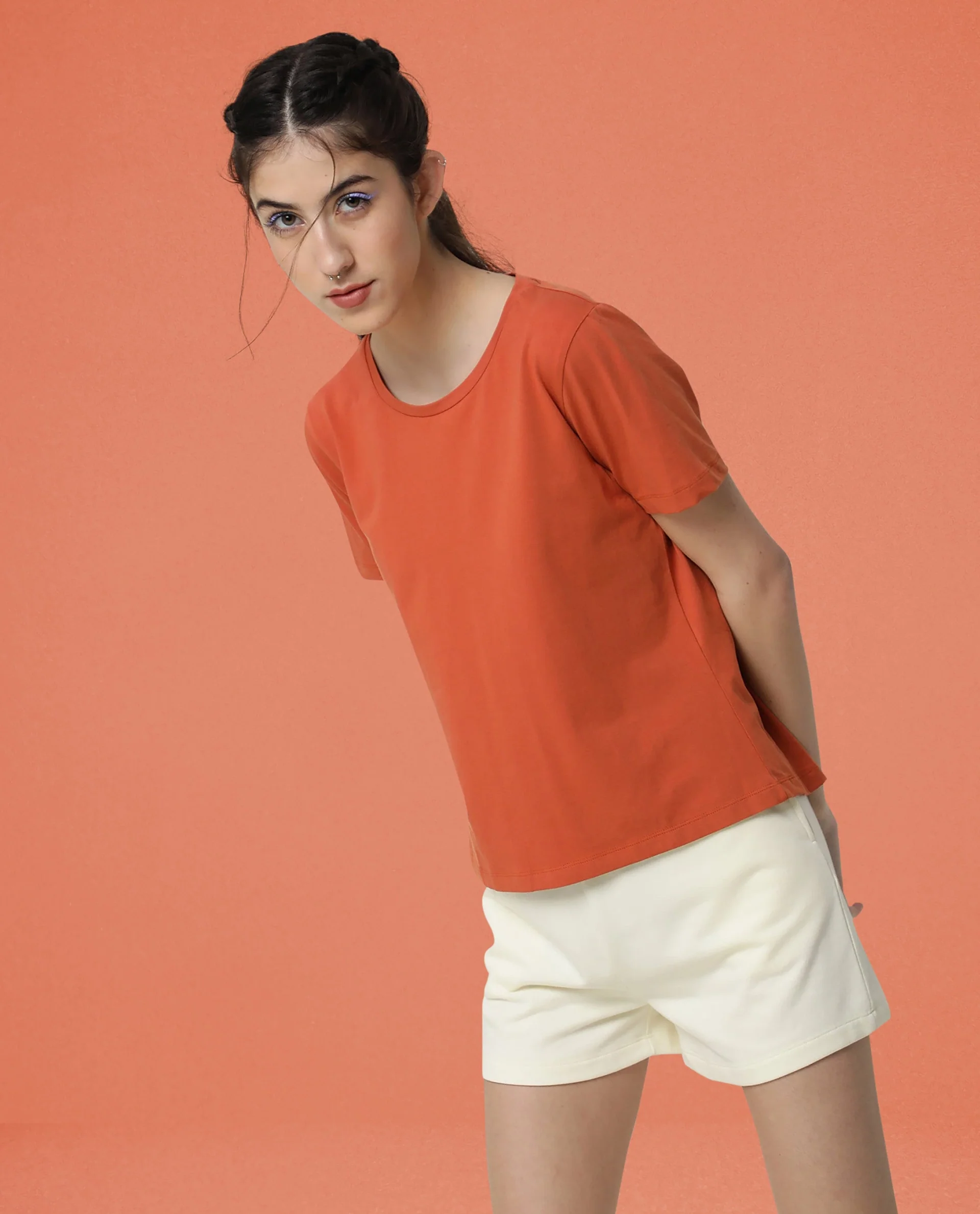 Rareism Women's Medium Weight Terry 290 Gsm Cotton Crew Neck Plain Relaxed Fit Sweat Tee - Image 5