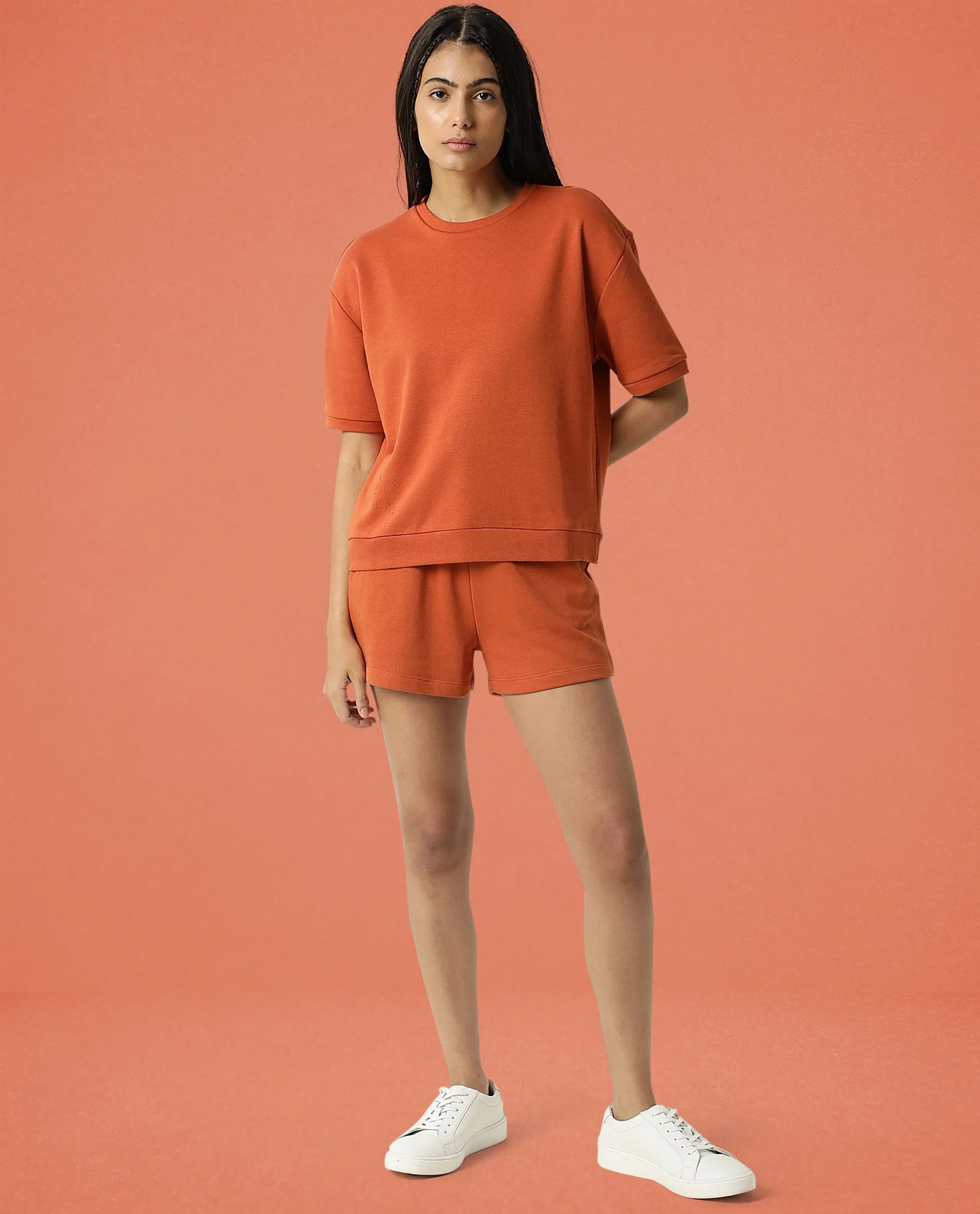 Rareism Women's Medium Weight Terry 290 Gsm Cotton Crew Neck Plain Relaxed Fit Sweat Tee - Image 7