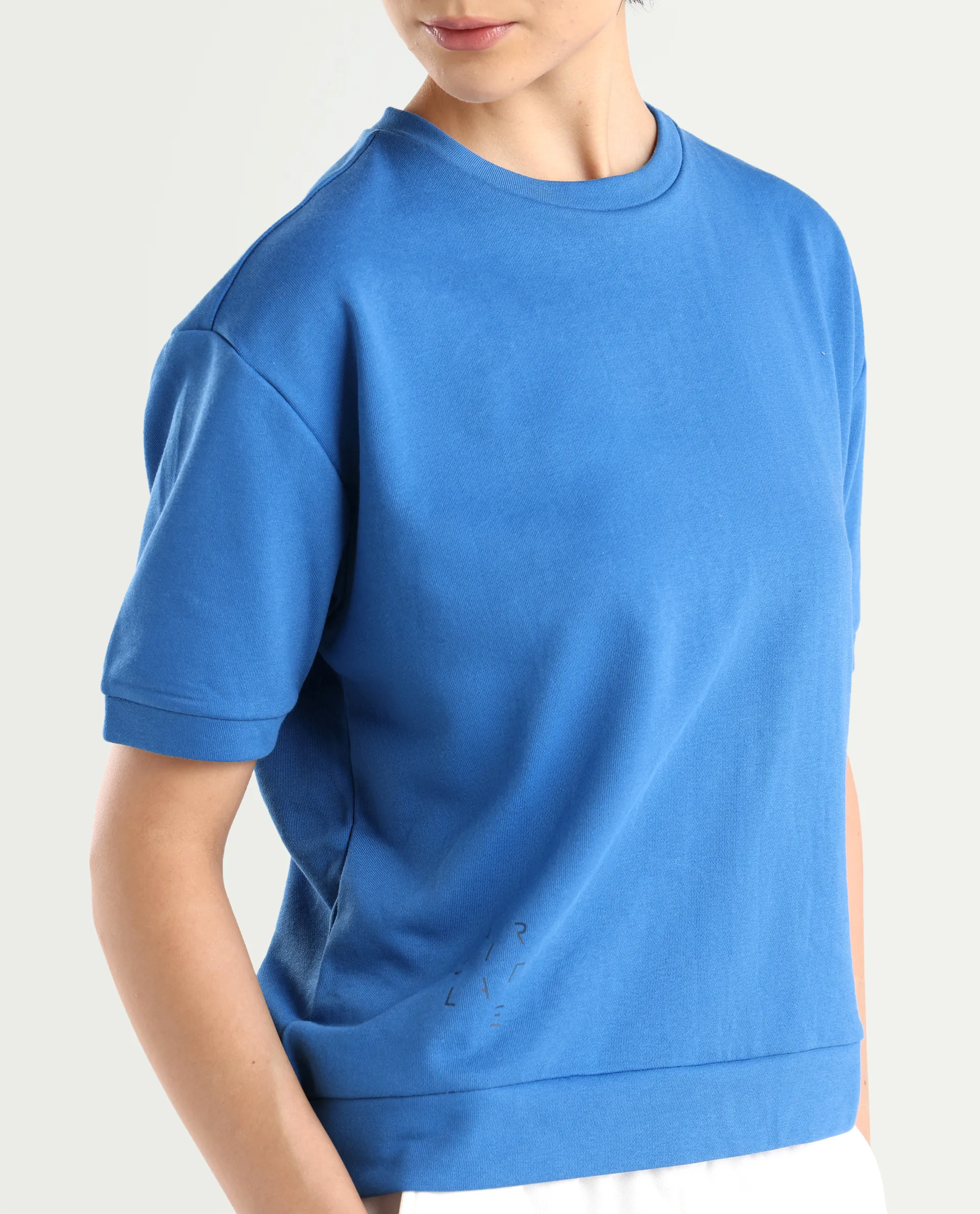 Rareism Women's Medium Weight Terry 290 Gsm Cotton Crew Neck Plain Relaxed Fit Sweat Tee - Image 4