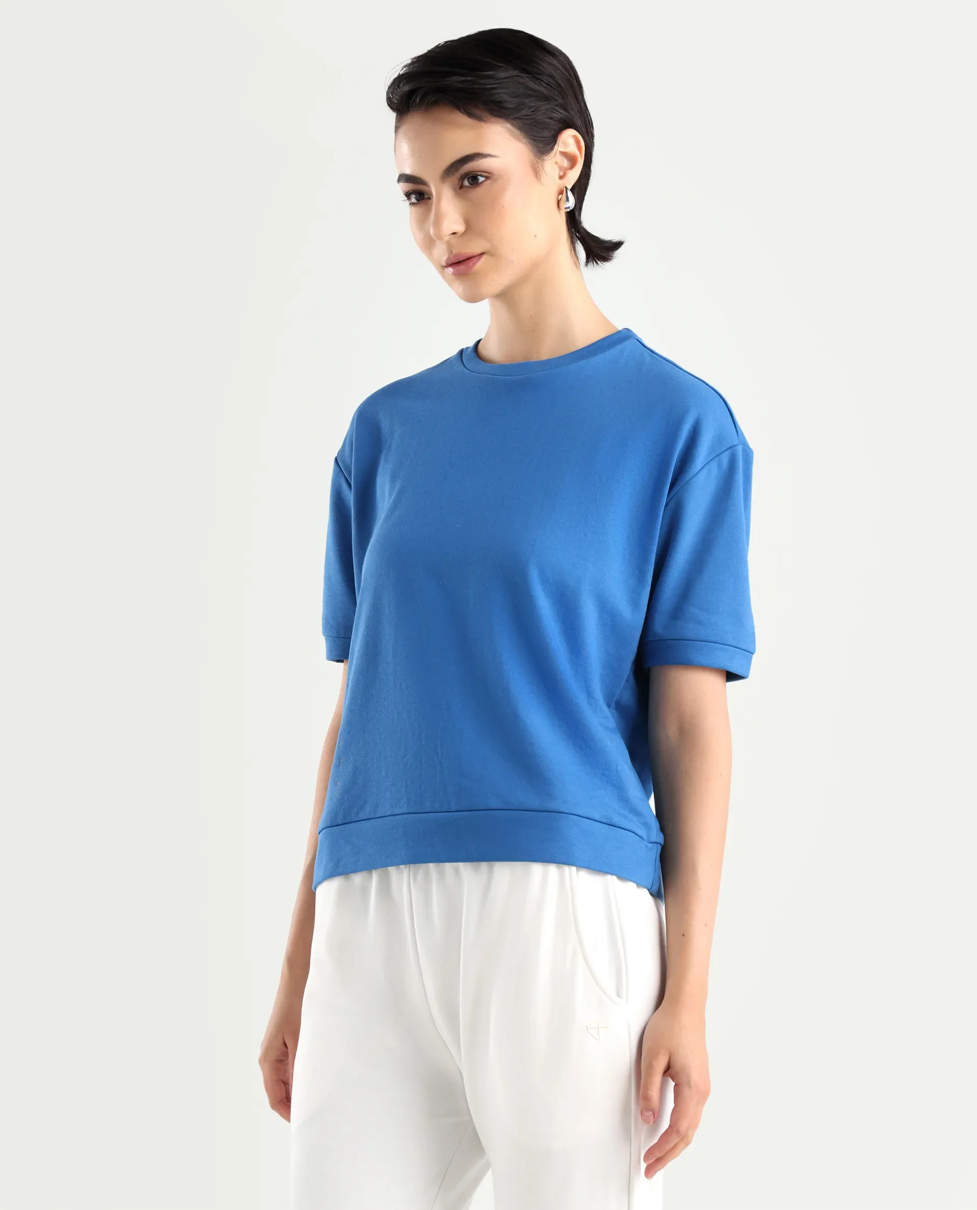 Rareism Women's Medium Weight Terry 290 Gsm Cotton Crew Neck Plain Relaxed Fit Sweat Tee - Image 5