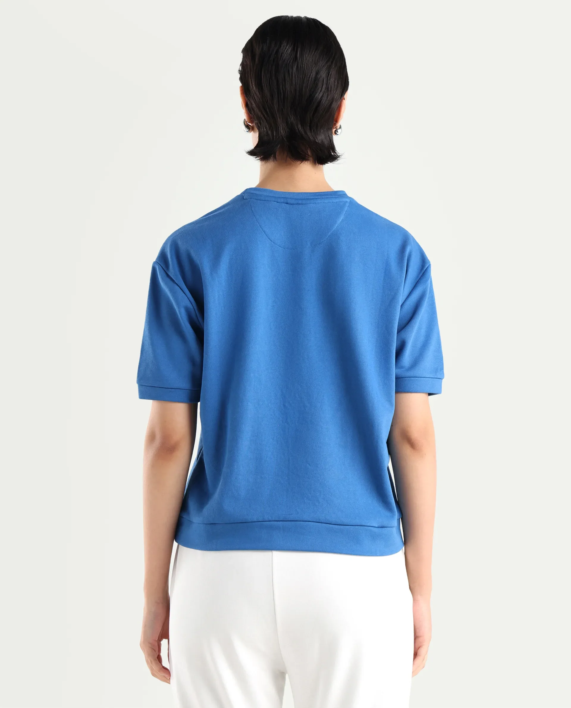 Rareism Women's Medium Weight Terry 290 Gsm Cotton Crew Neck Plain Relaxed Fit Sweat Tee - Image 7