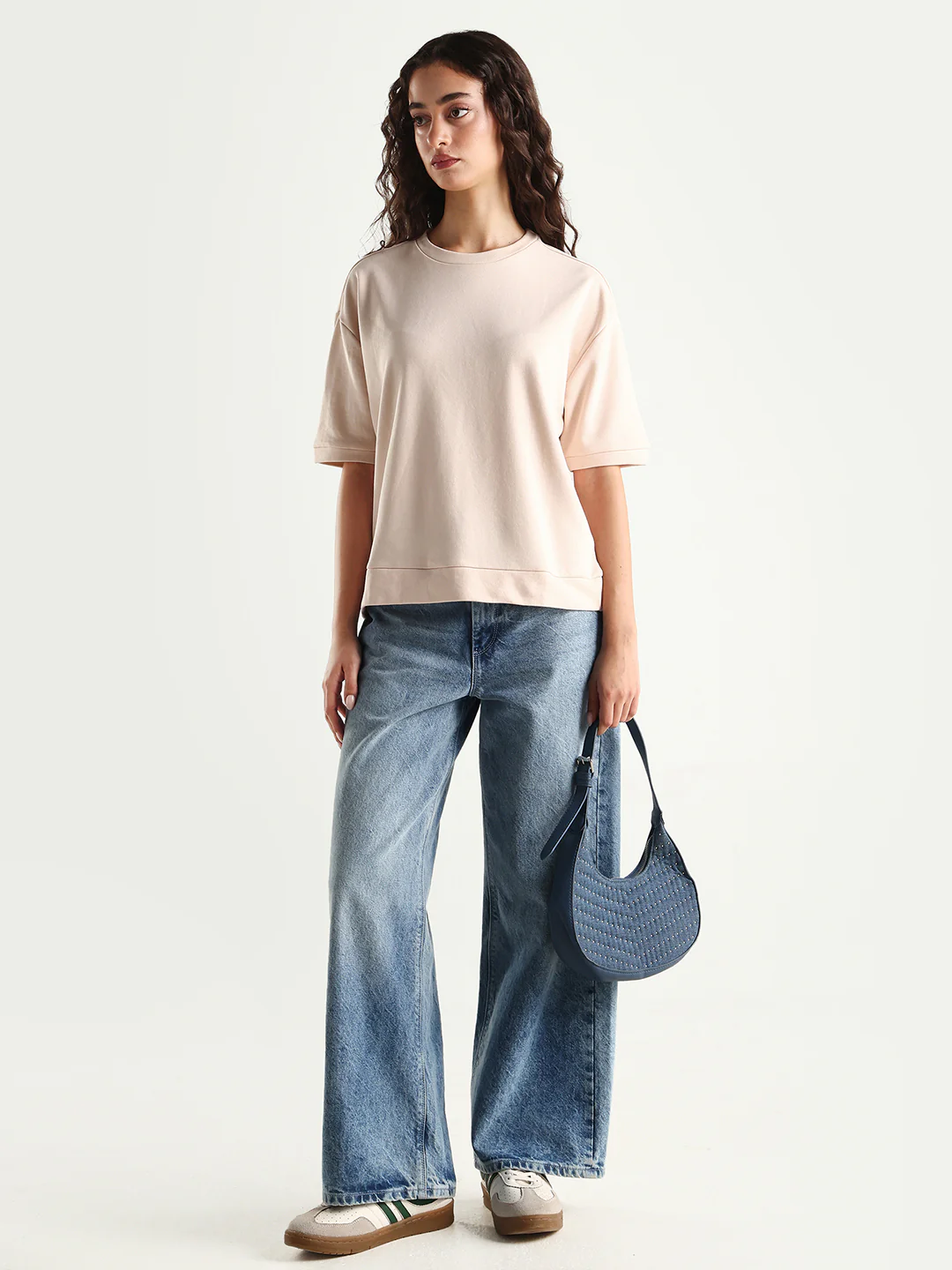 Rareism Women's Medium Weight Terry 290 Gsm Cotton Crew Neck Plain Relaxed Fit Sweat Tee - Image 2