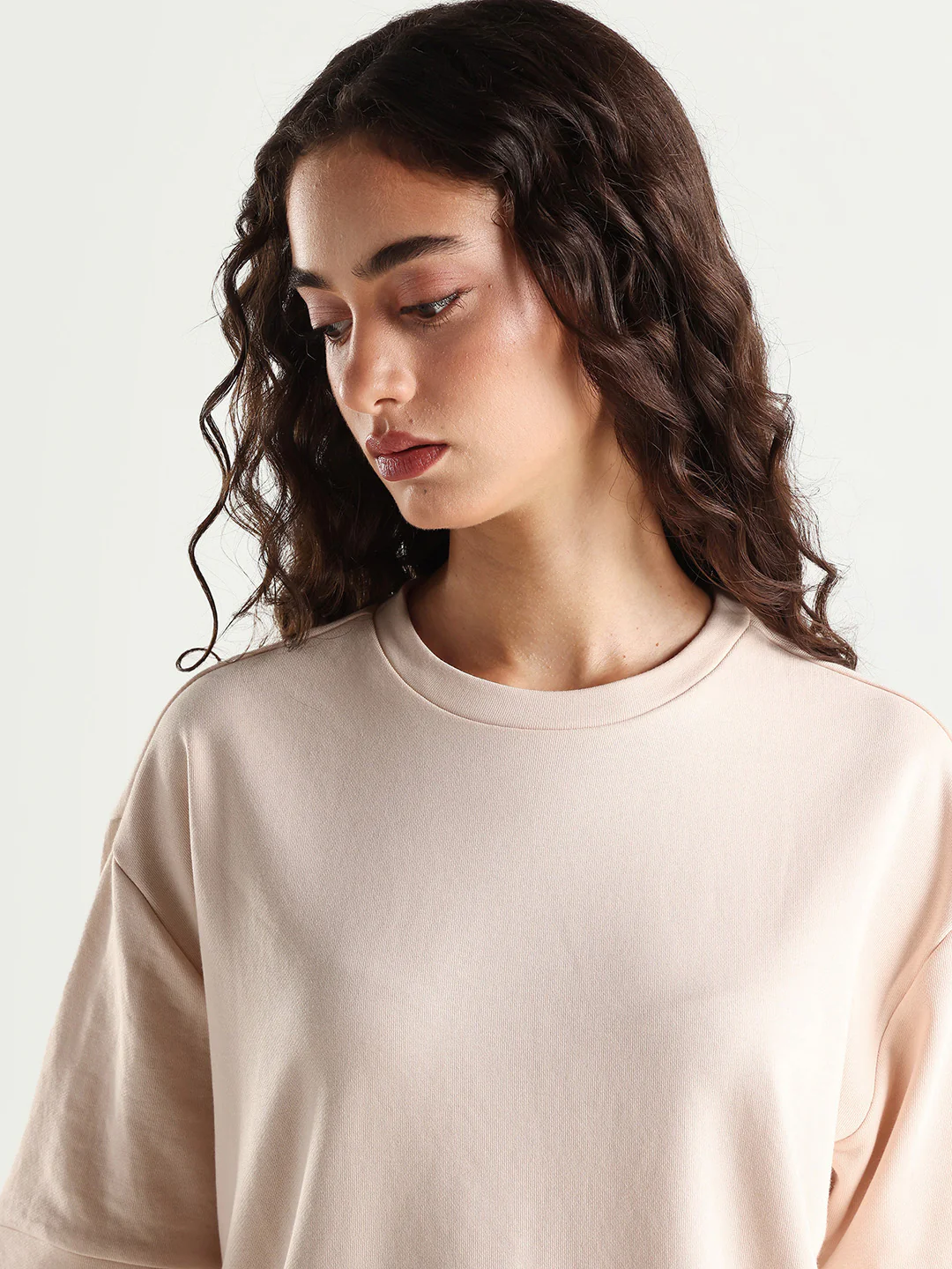 Rareism Women's Medium Weight Terry 290 Gsm Cotton Crew Neck Plain Relaxed Fit Sweat Tee - Image 4