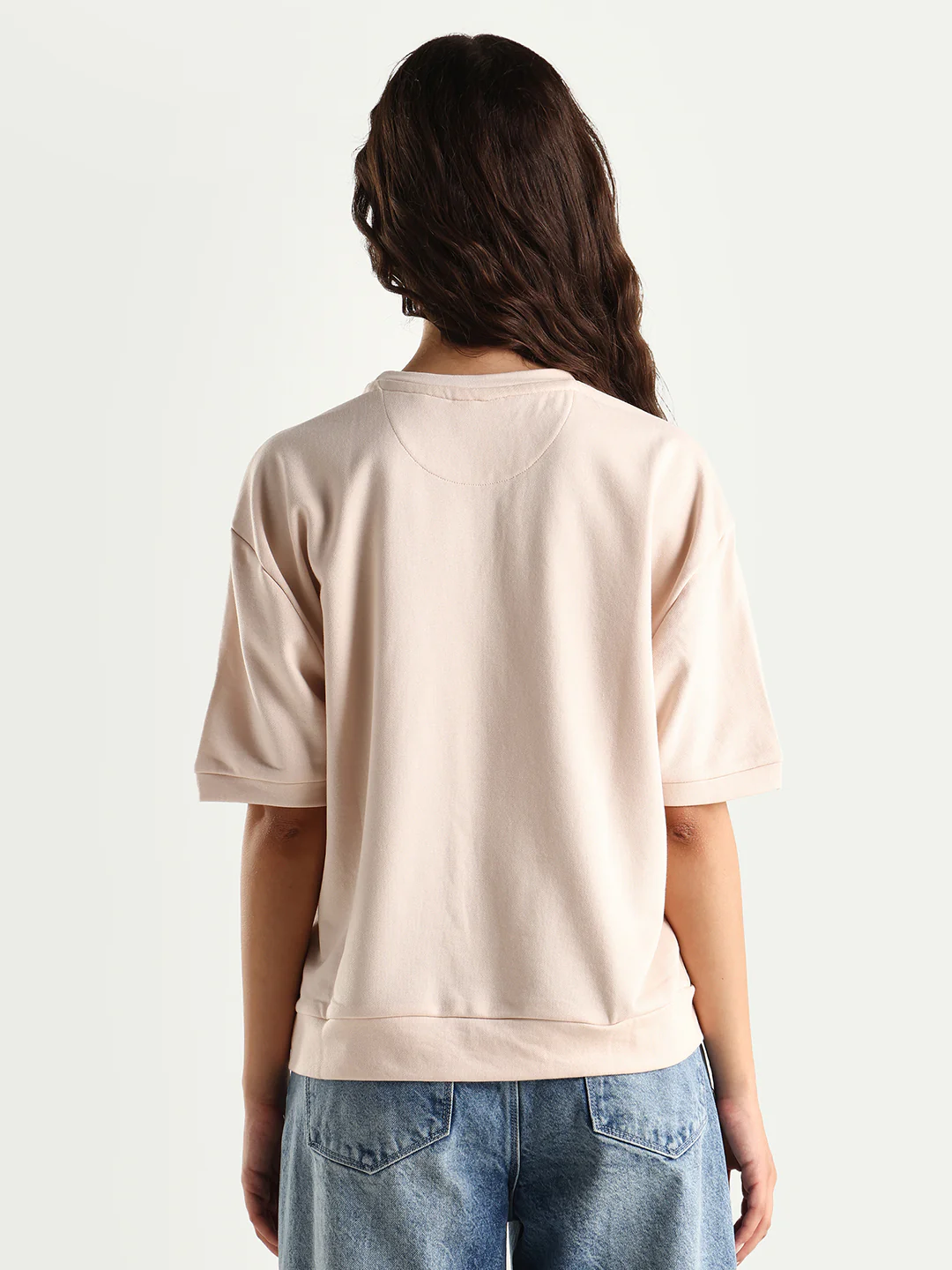 Rareism Women's Medium Weight Terry 290 Gsm Cotton Crew Neck Plain Relaxed Fit Sweat Tee - Image 8