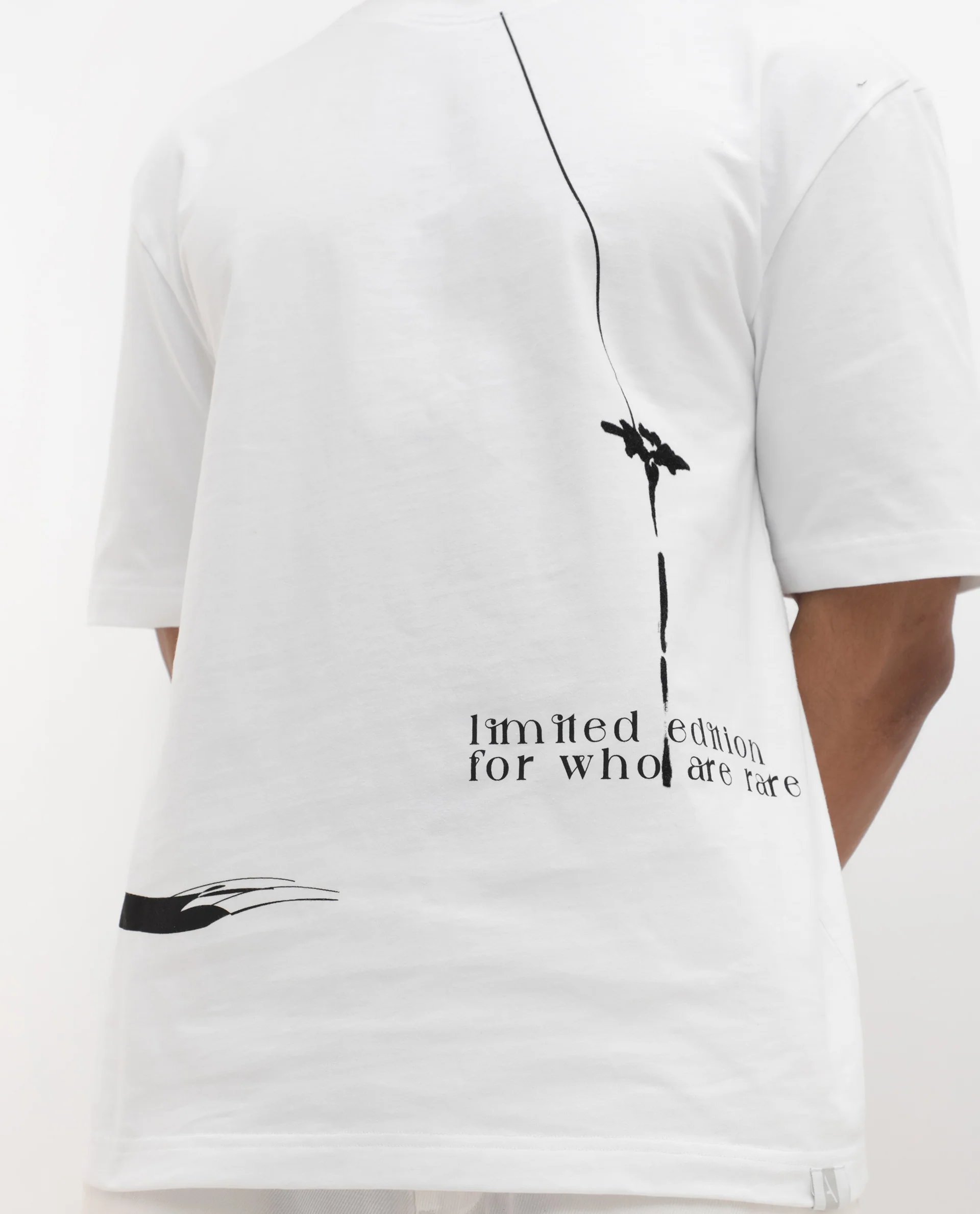 Rare Rabbit Articale Men's Cody White Cotton Fabric Crew Neck Oversized Fit Graphic Print T-Shirt - Image 2